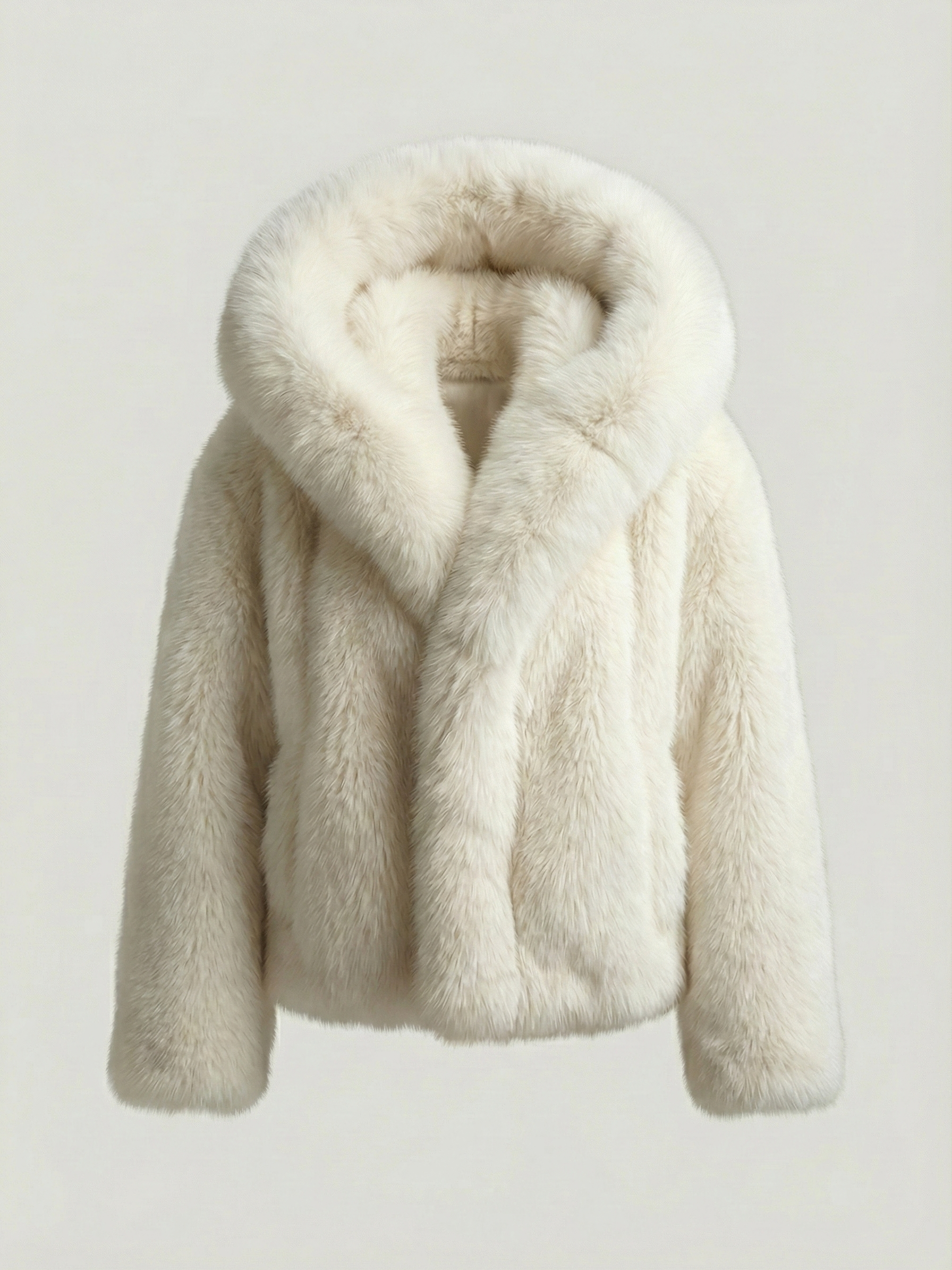 Athena | Manteau tendance à capuche en fausse fourrure Blanc | FormaLuxe