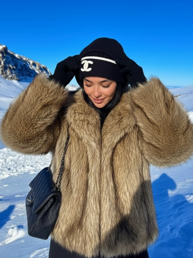 Emily | Veste d'hiver courte en fausse fourrure Brun | FormaLuxe