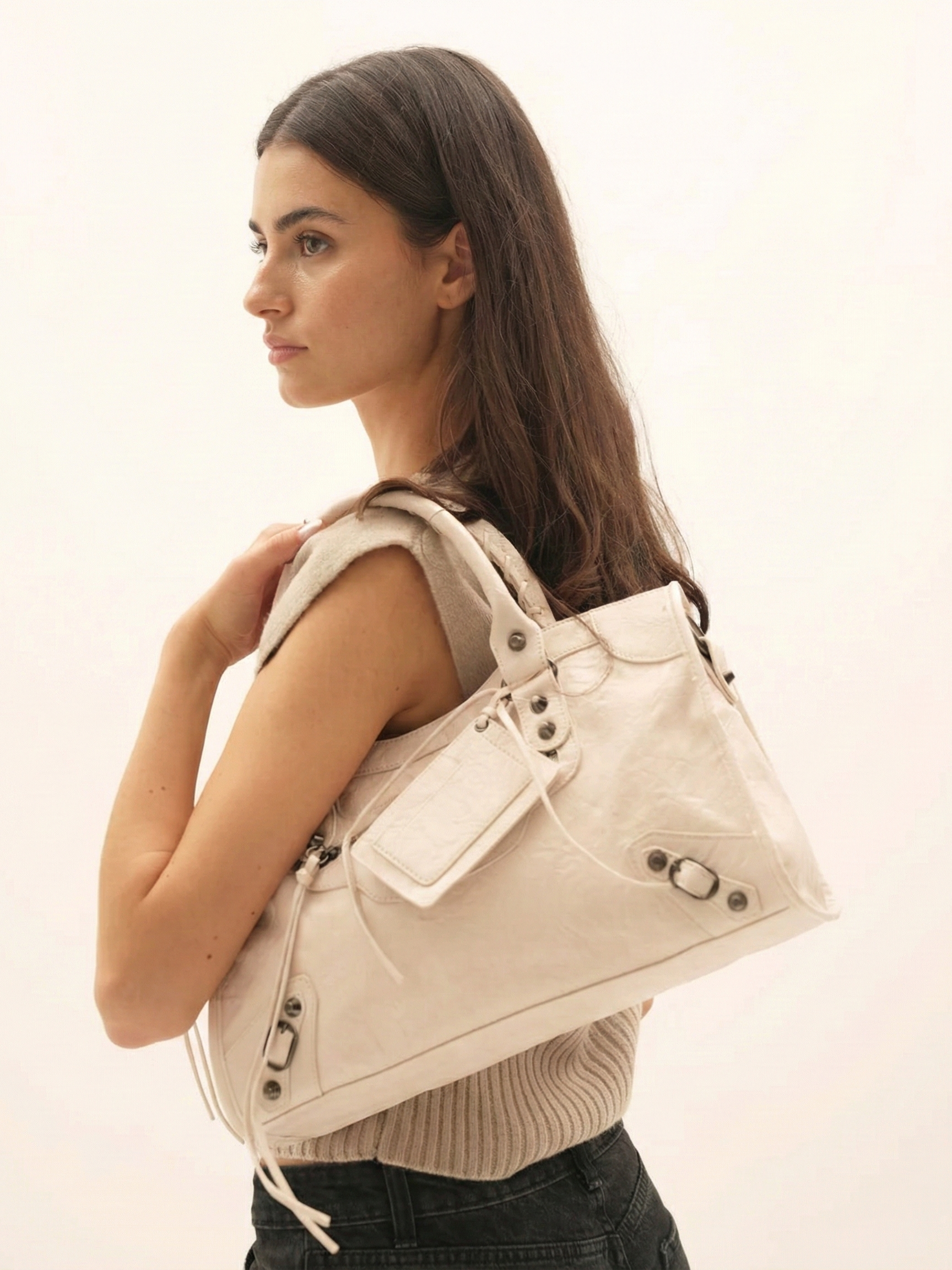 Arabell | Vintage Faux Leather Structured Tote Bag Black – Arabell | Vintage Leather Structured Tote Bag | FormaLuxe