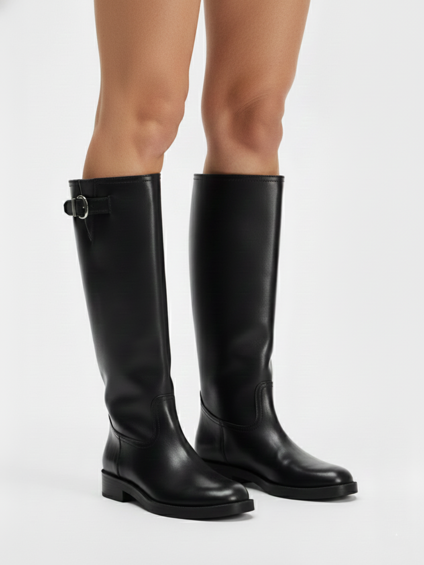Bottes hautes à boucle en similicuir Days | Noir | FormaLuxe