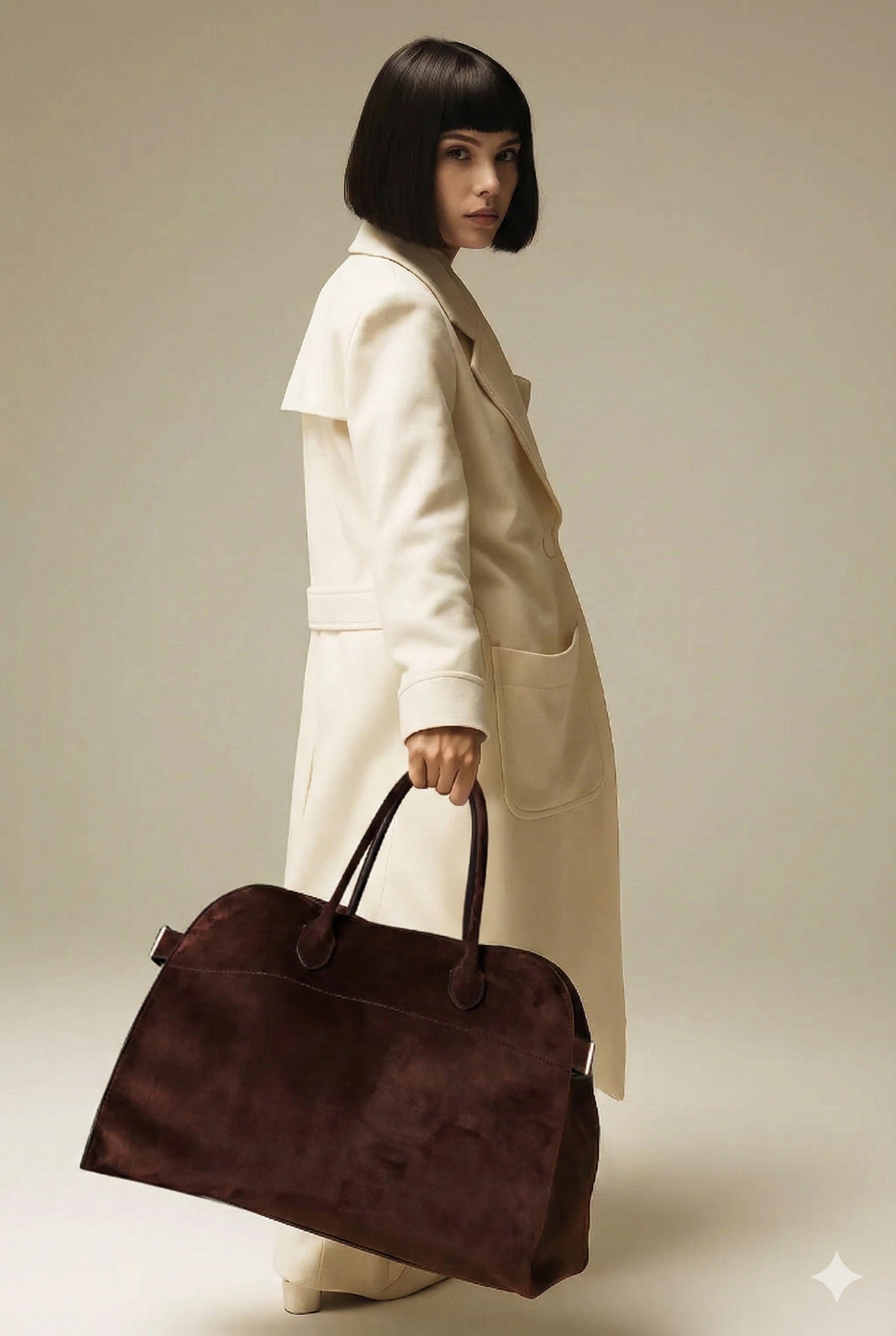Henna | Suede Large Shopper Tote Bag Brown | FormaLuxe