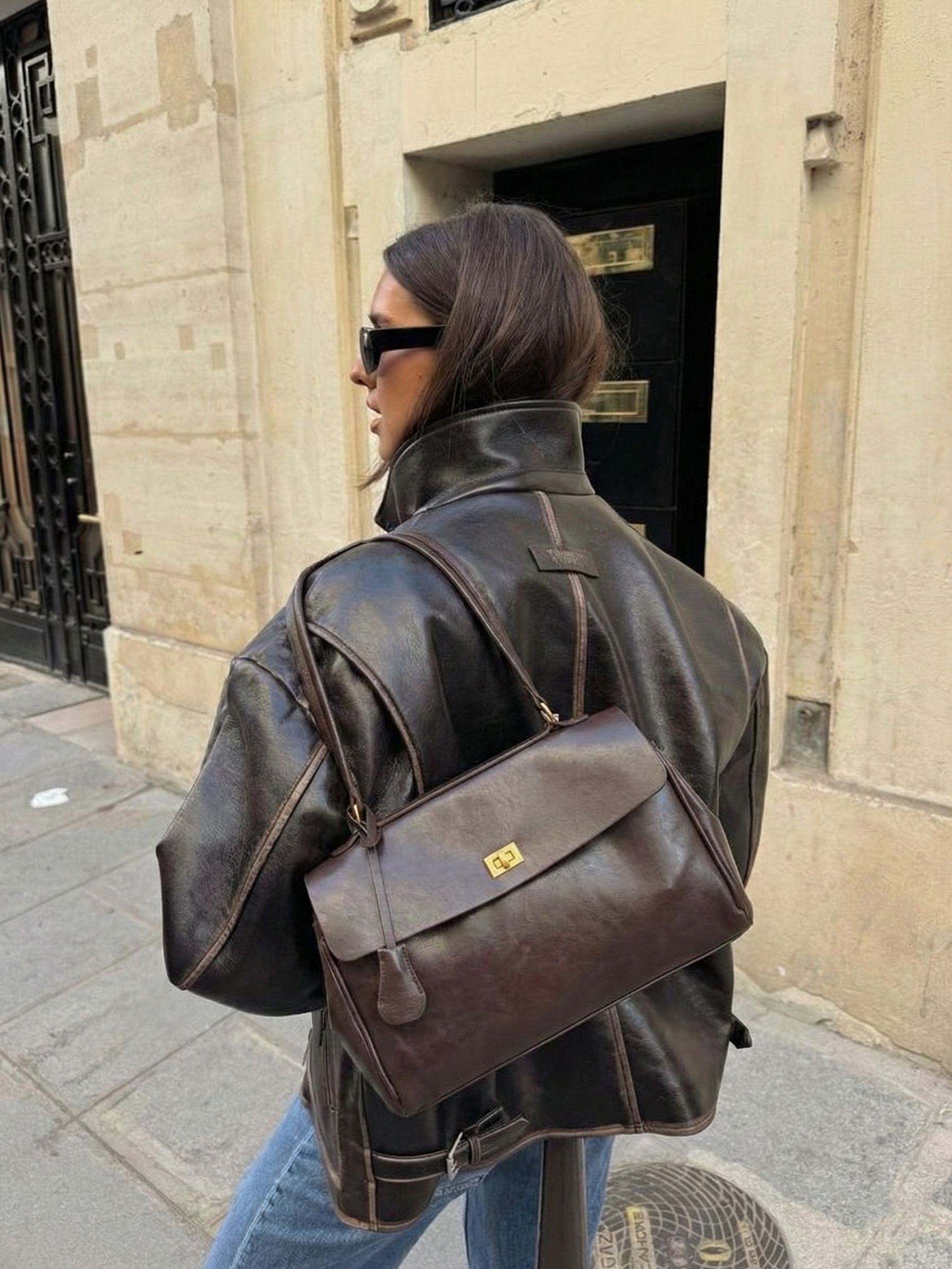 Cecil | Structured Shoulder Bag Dark Brown | FormaLuxe
