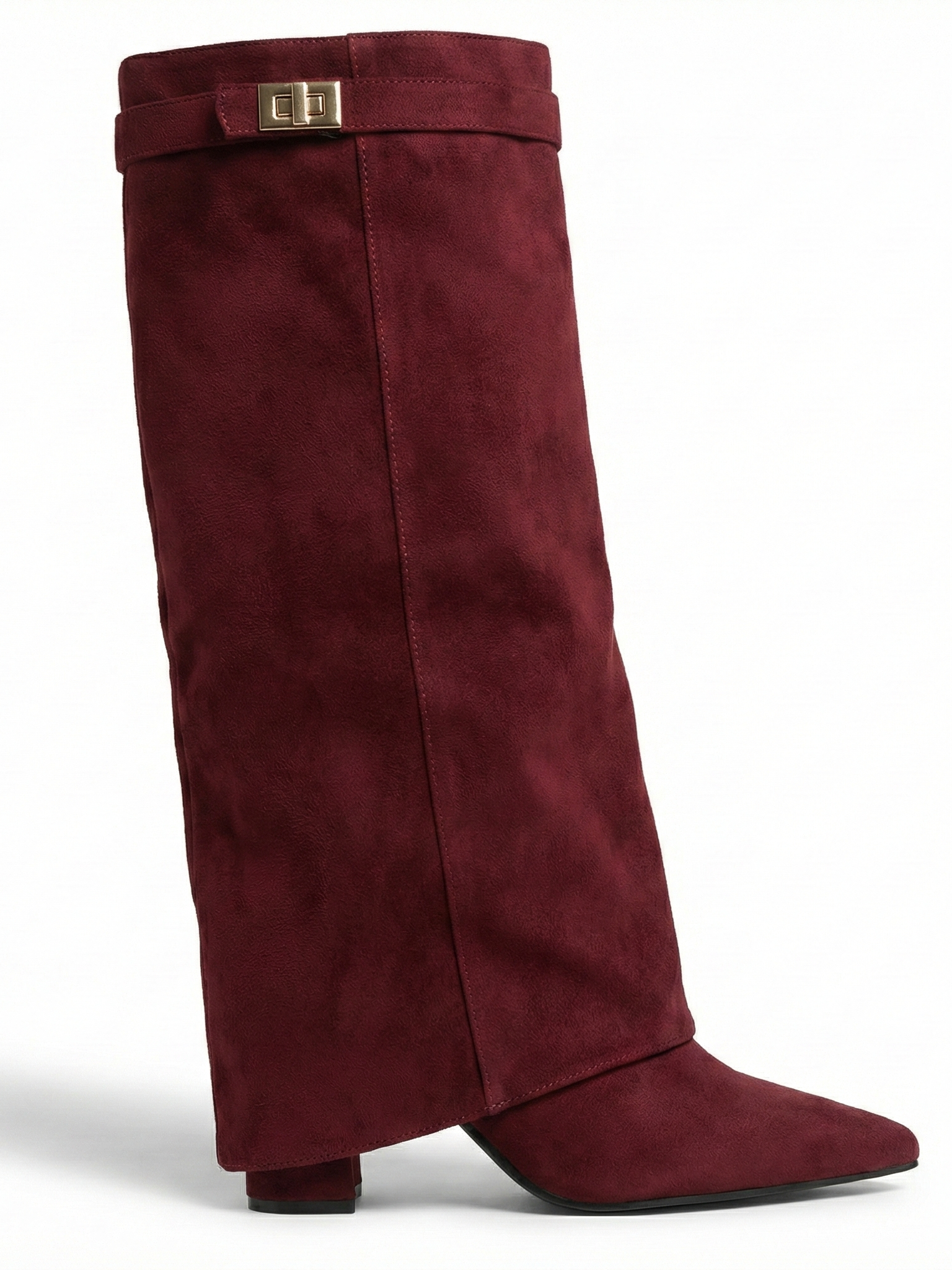 Bottes hautes en daim pour femmes, tige droite fine et bout pointu Noir | FormaLuxe