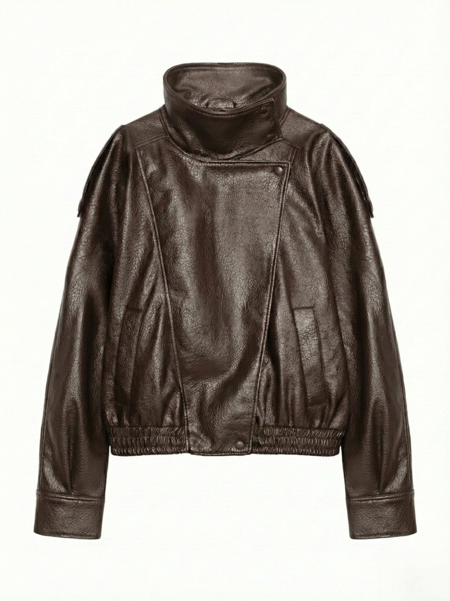 Felicia | Veste oversize à col montant en similicuir Noir | FormaLuxe