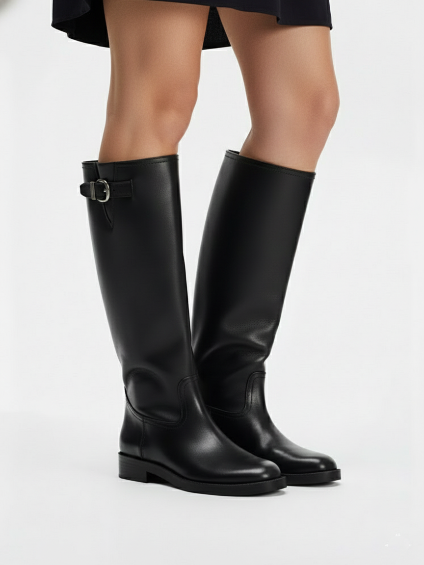 Bottes hautes à boucle en similicuir Days | Noir | FormaLuxe