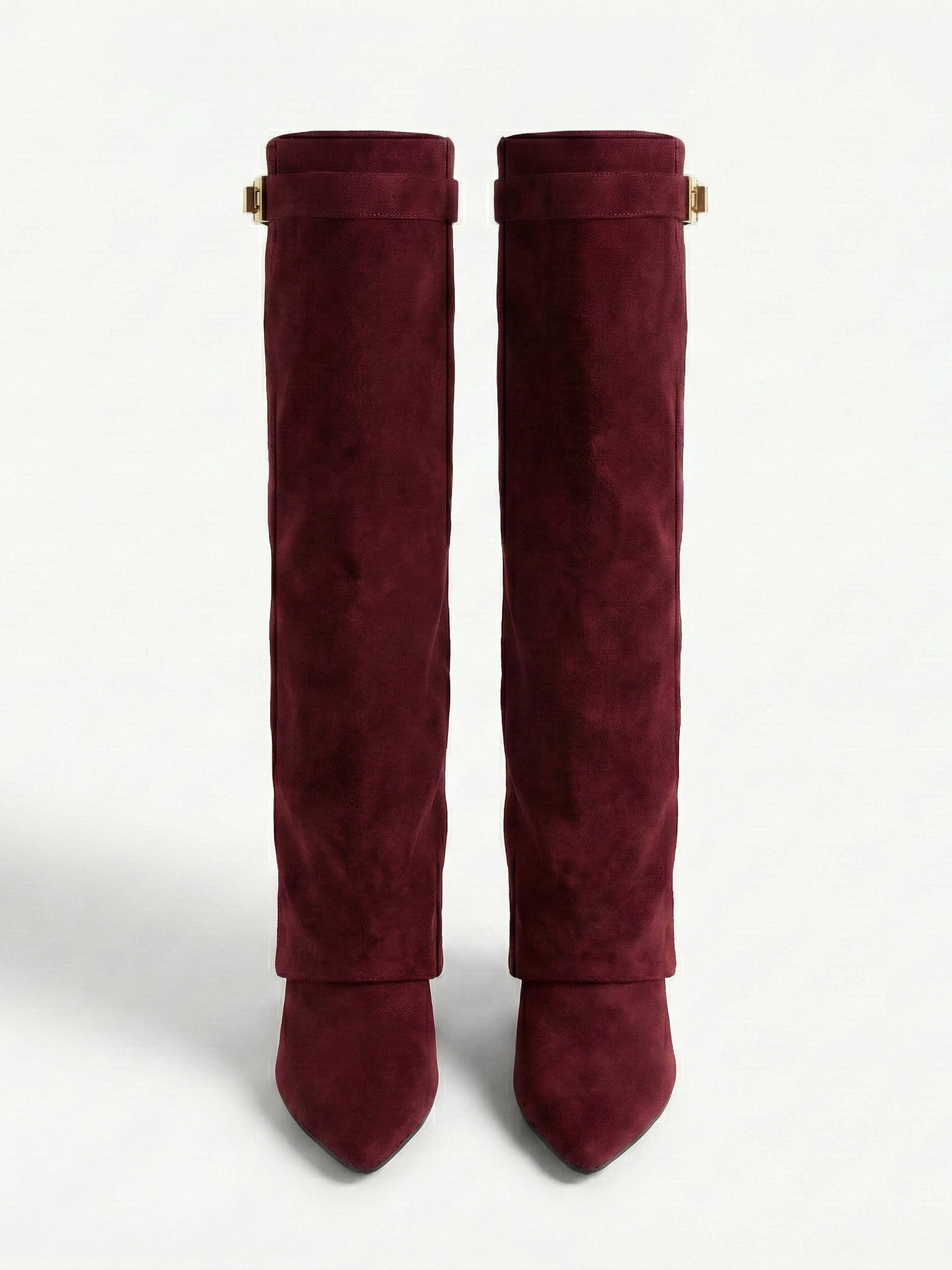 Bottes hautes en daim pour femmes, tige droite fine et bout pointu Noir | FormaLuxe