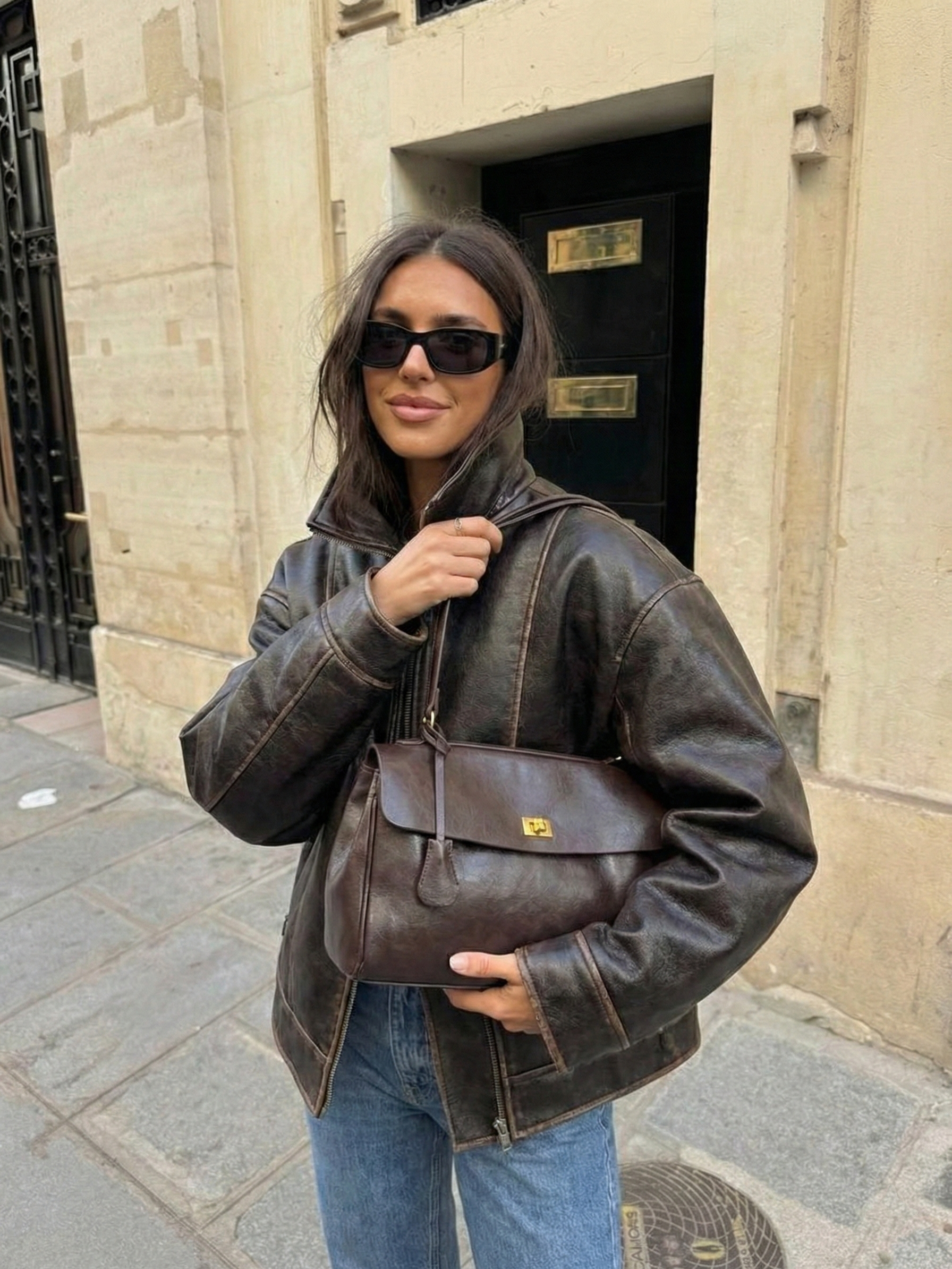 Cecil | Structured Shoulder Bag Dark Brown | FormaLuxe