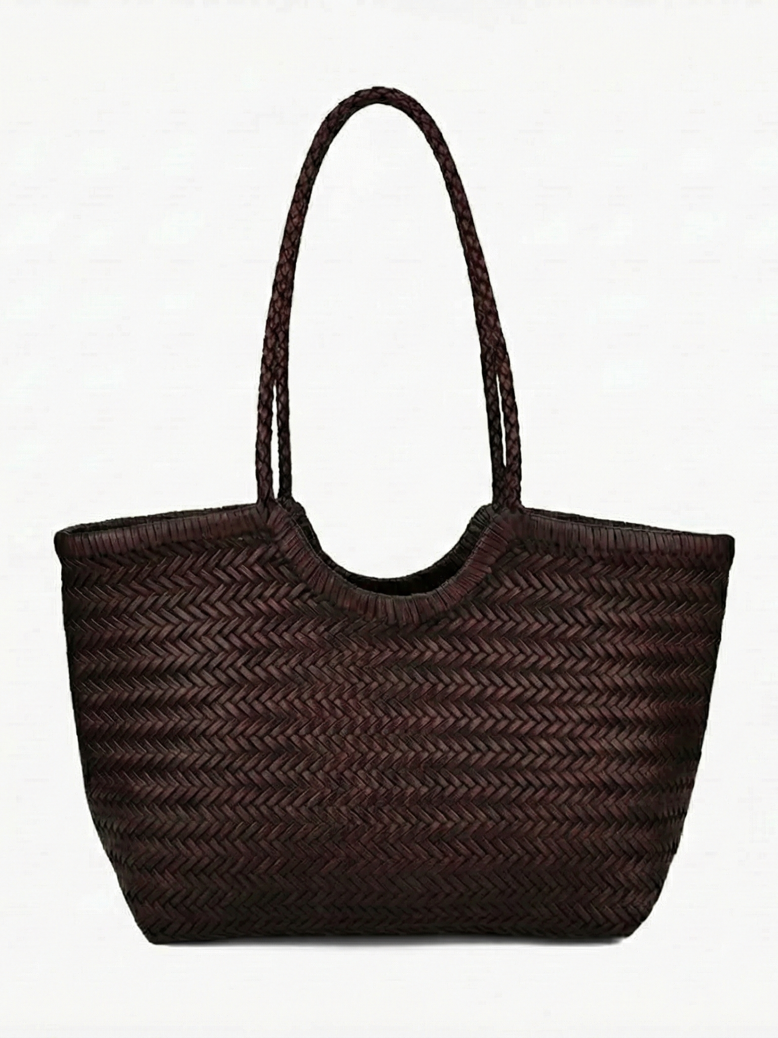 April | Woven Oversized Tote Bag Dark Brown | FormaLuxe