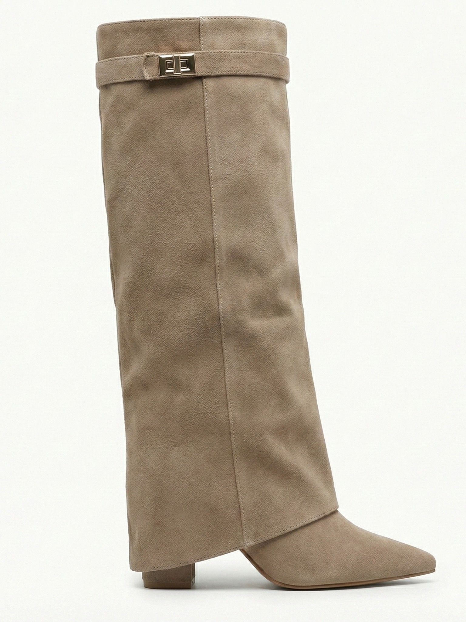 Bottes hautes en daim pour femmes, tige droite fine et bout pointu Noir | FormaLuxe