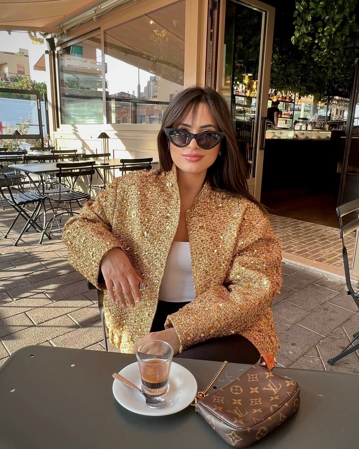 Victoria | Sequin Oversized Jacket Gold | FormaLuxe