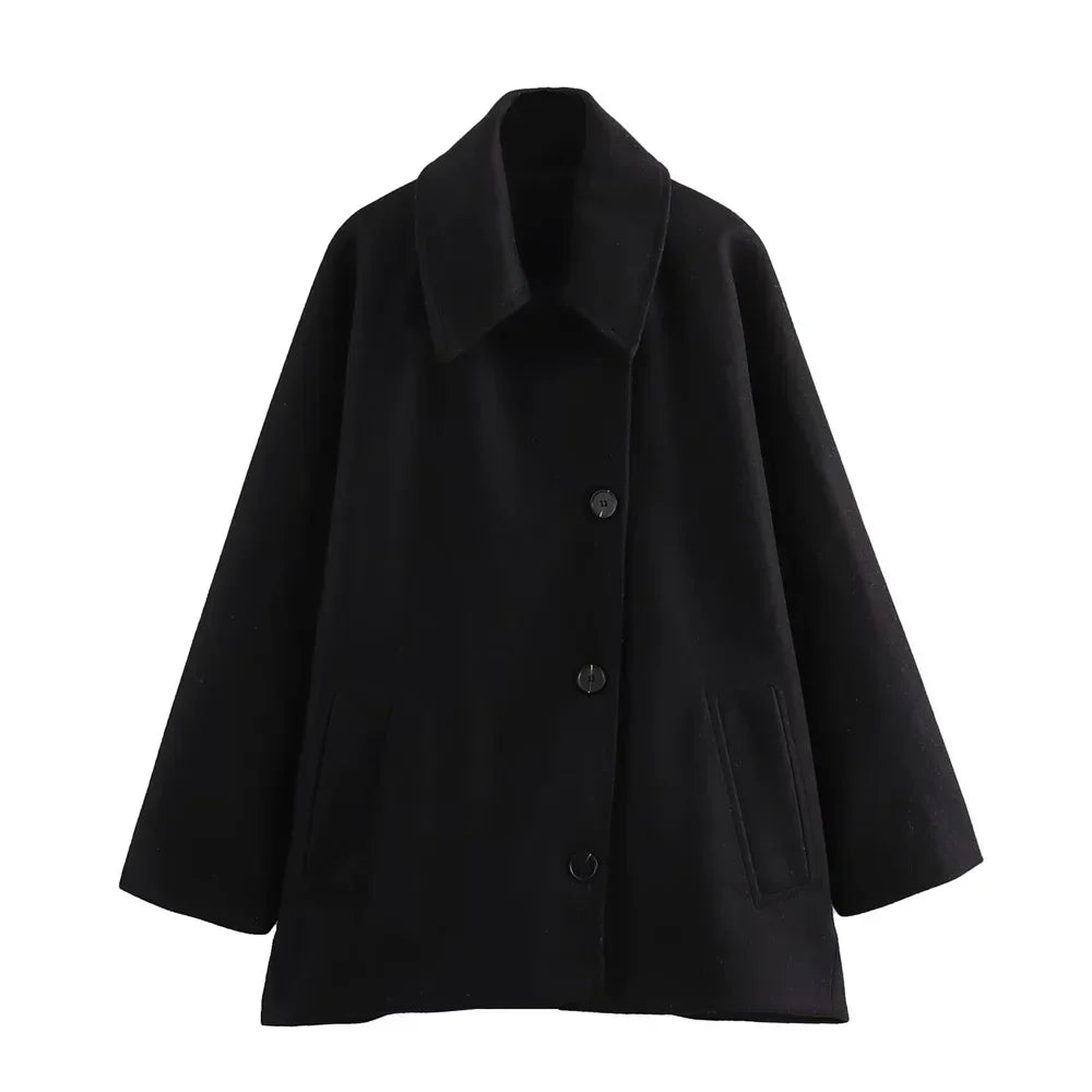 Lauryn | Oversized Collard Coat Khaki | FormaLuxe
