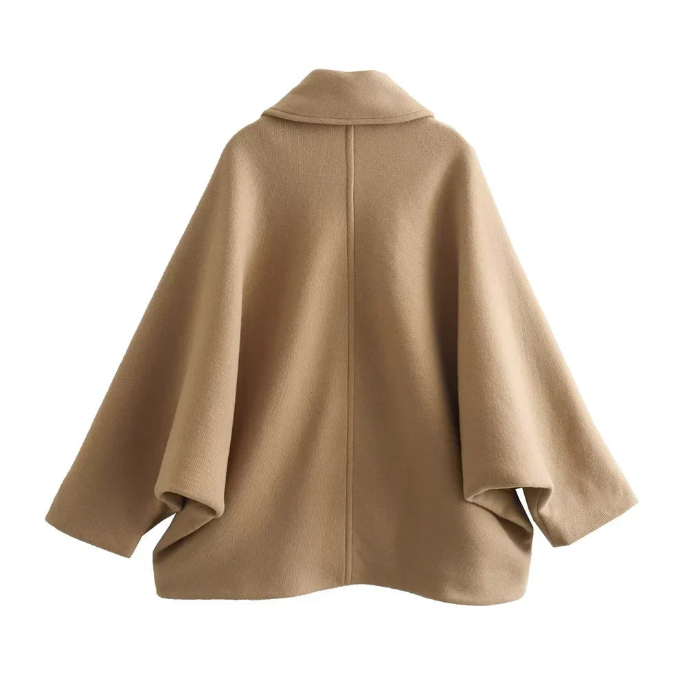 Lauryn | Oversized Collard Coat Khaki | FormaLuxe