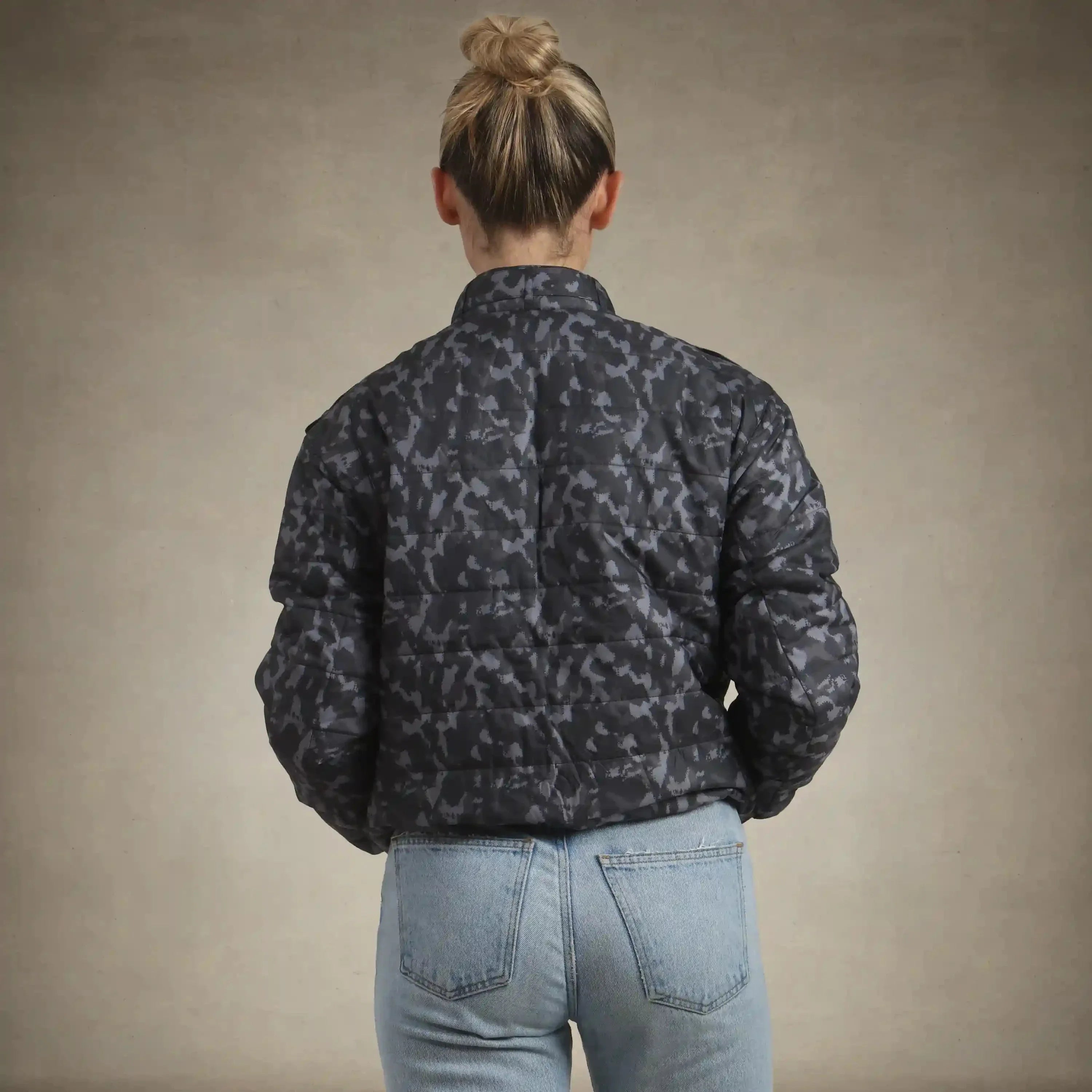 Women's SoHo Oversized Quilted Jacket Black Camo – Women's Iconic Jacket | FormaLuxe
