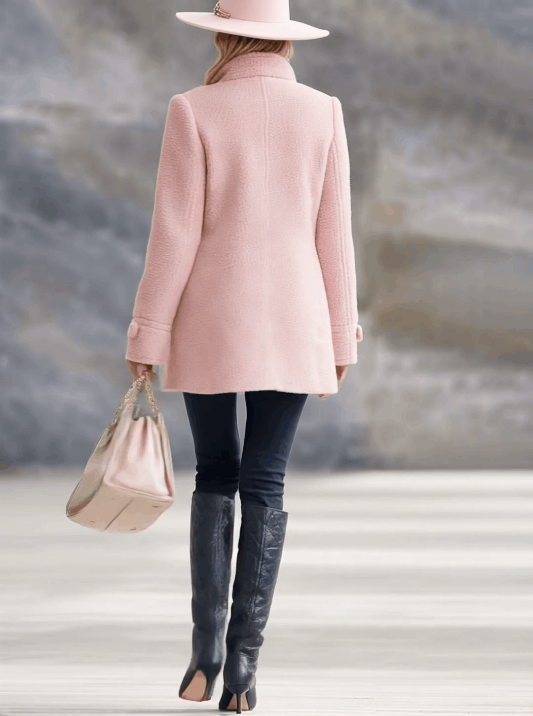 Lässige Vintage-Jacke aus rosa Polarfleece mit Reißverschluss Pink – Coat | FormaLuxe