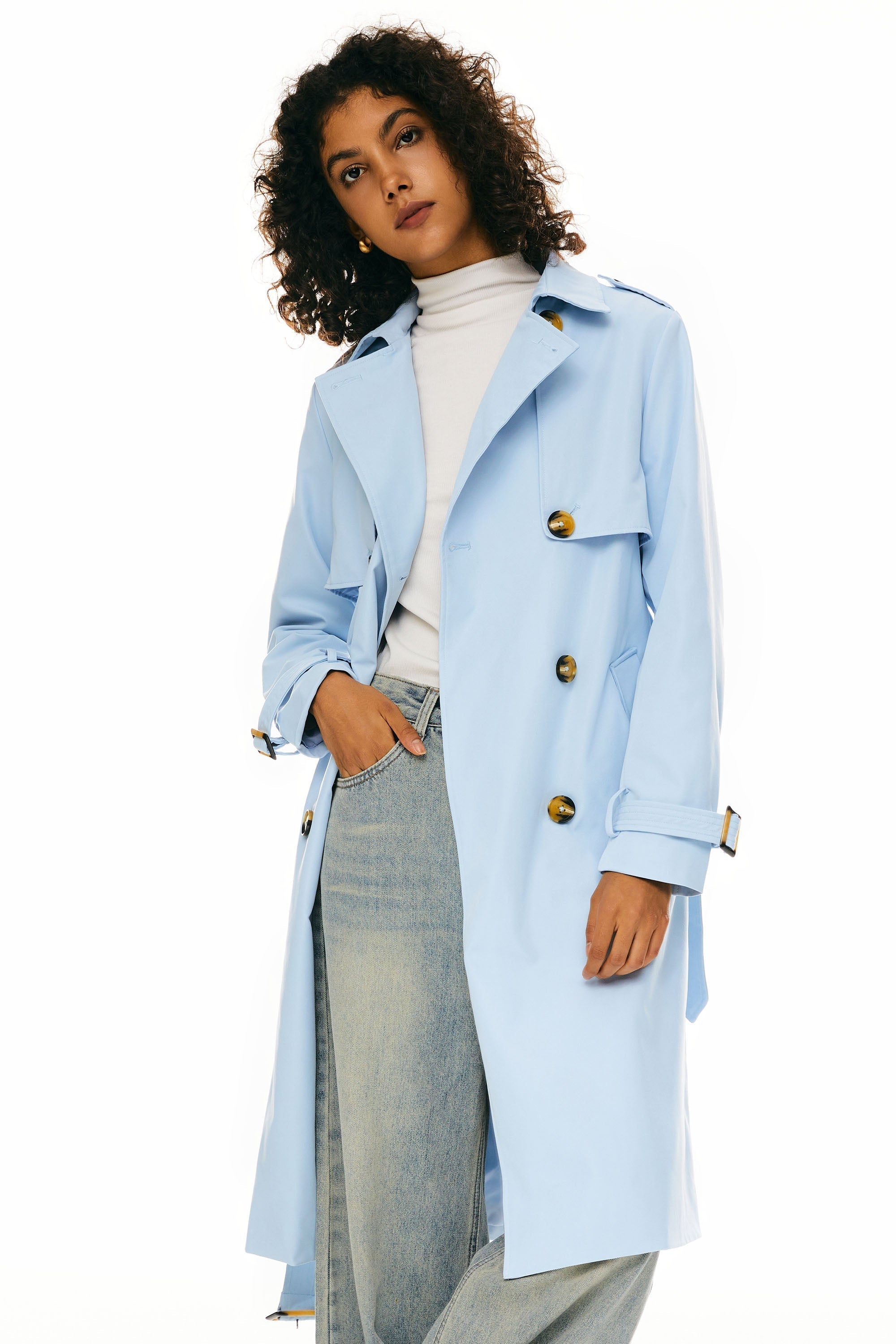 Hudson Belted Trench Coat Frosted Almond – Trench Coats | FormaLuxe