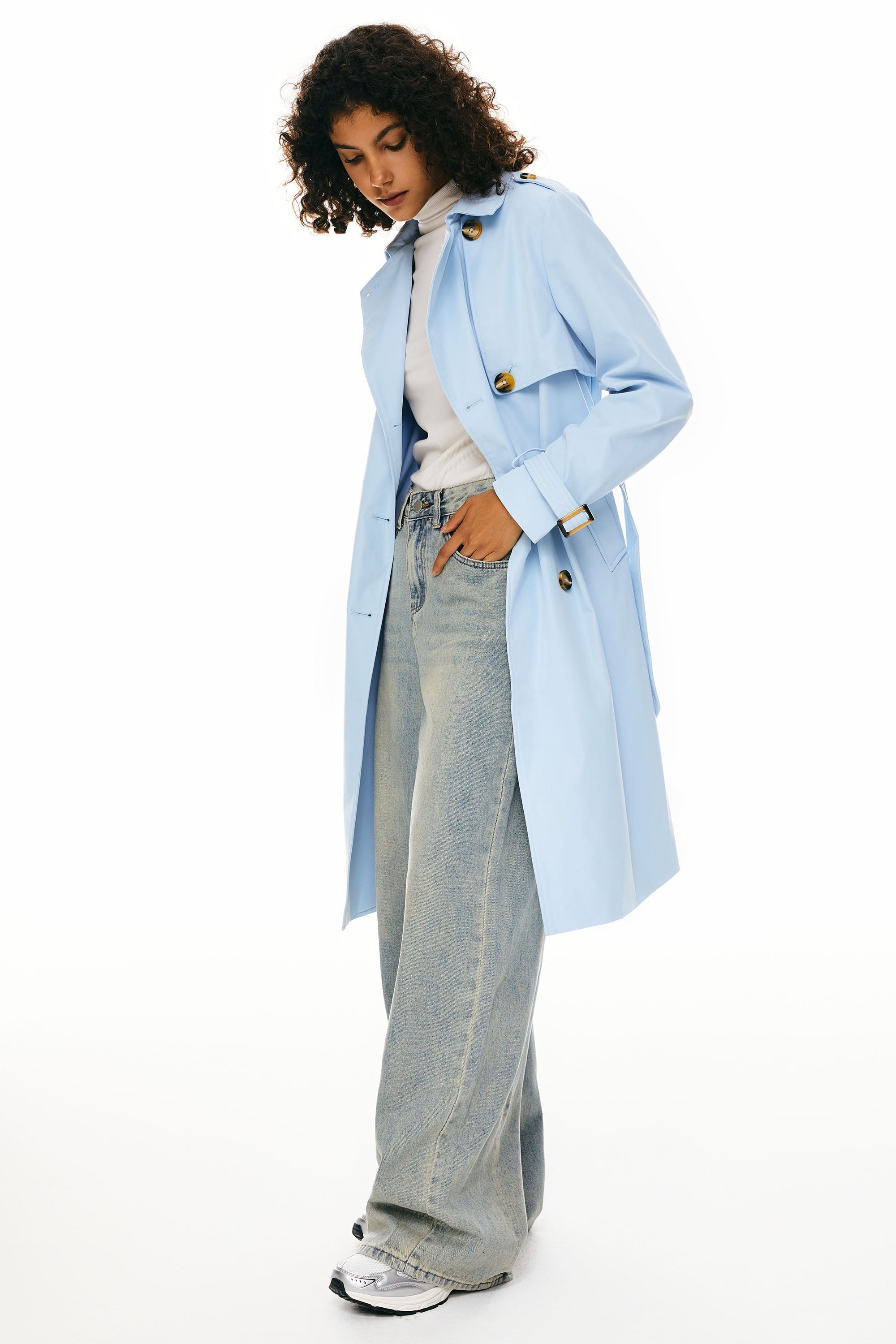 Hudson Belted Trench Coat Frosted Almond – Trench Coats | FormaLuxe
