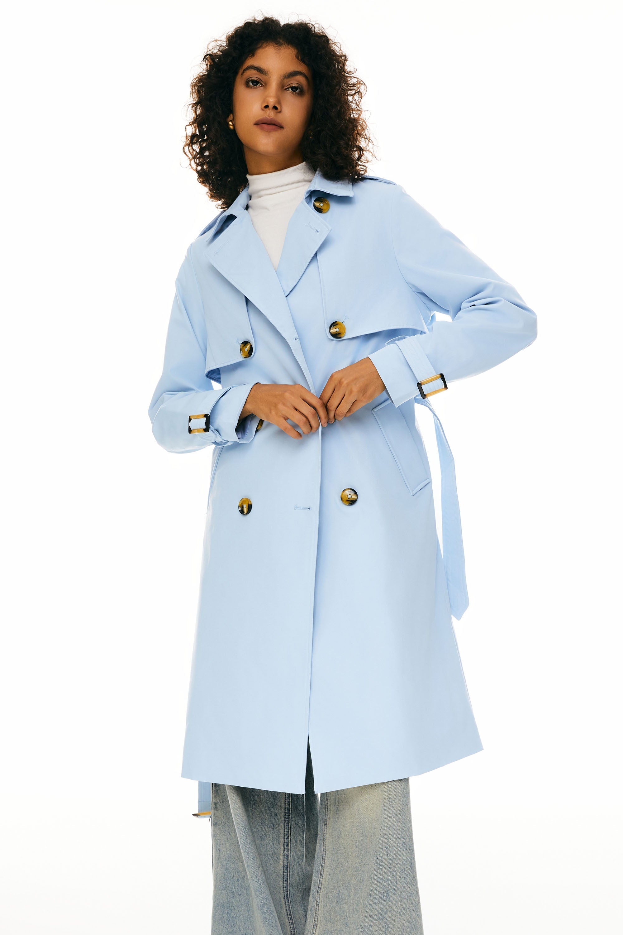 Hudson Belted Trench Coat Frosted Almond – Trench Coats | FormaLuxe