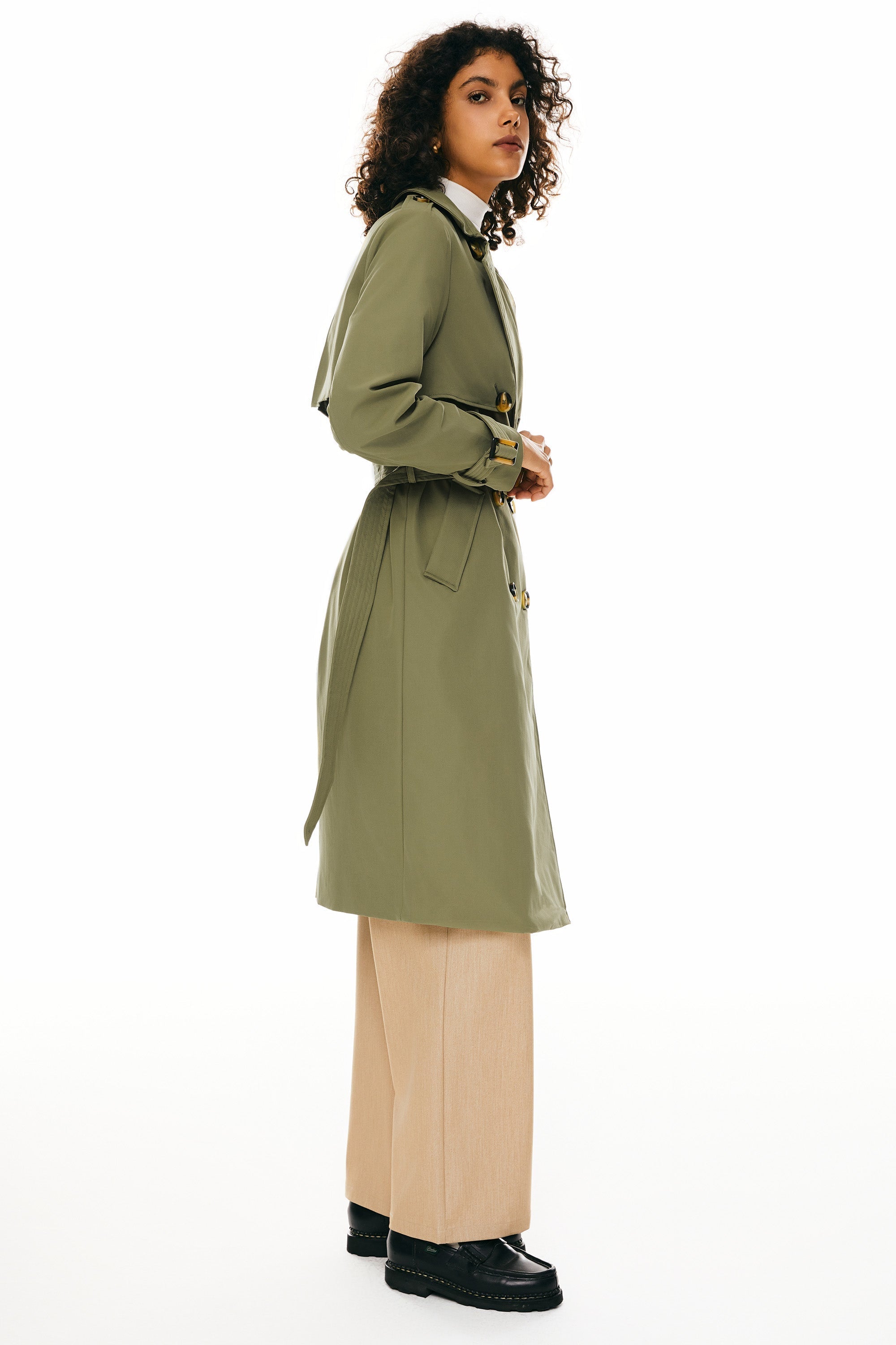 Hudson Belted Trench Coat Frosted Almond – Trench Coats | FormaLuxe
