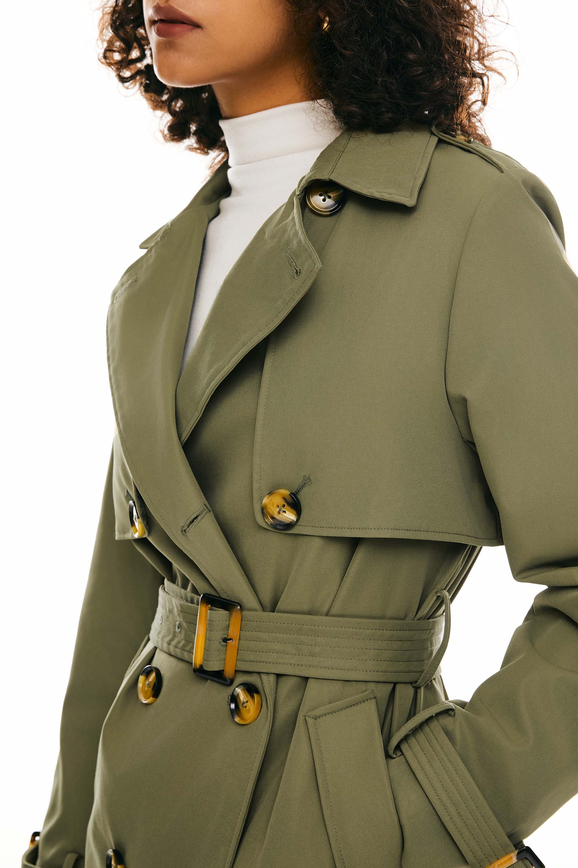 Hudson Belted Trench Coat Frosted Almond – Trench Coats | FormaLuxe