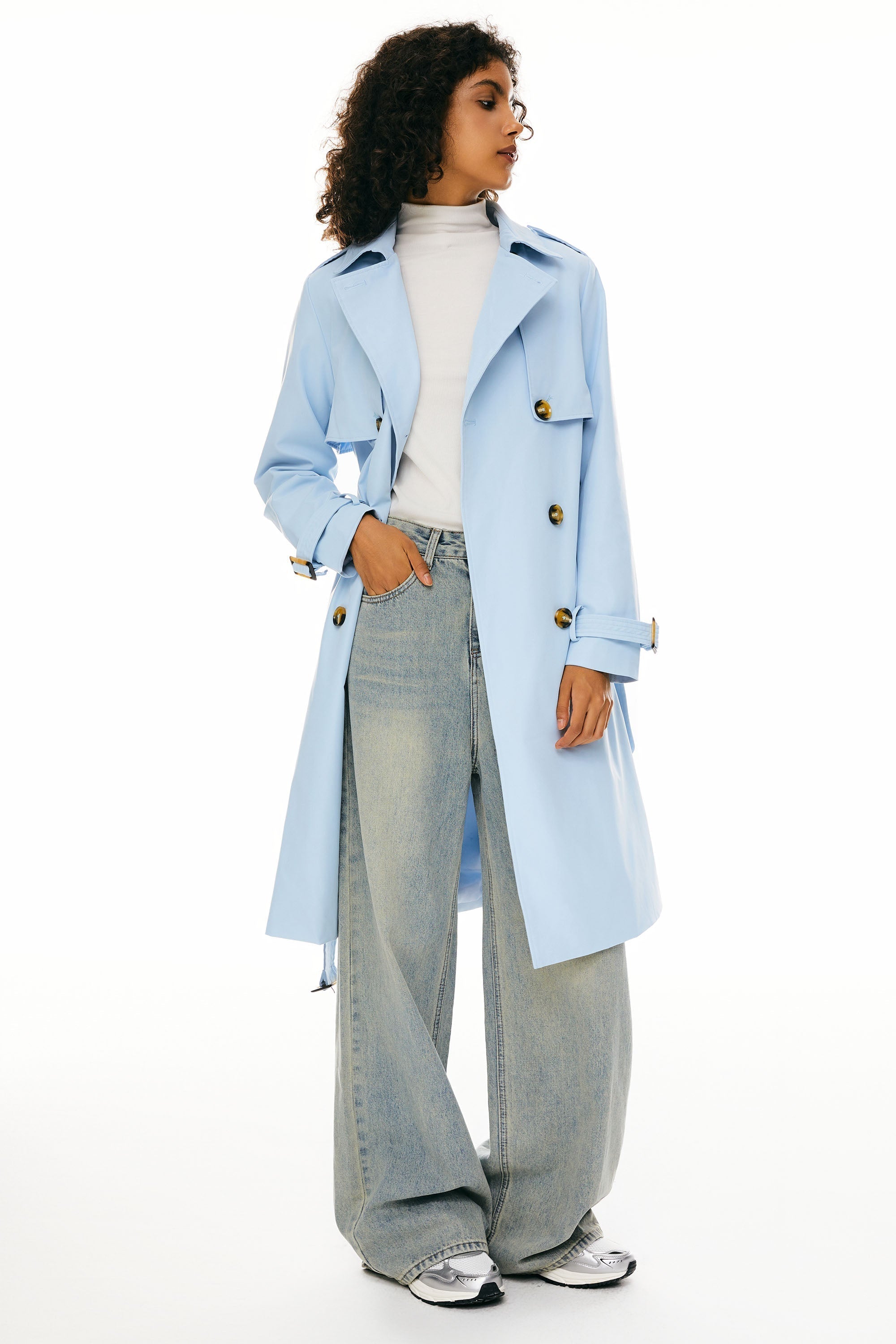 Hudson Belted Trench Coat Frosted Almond – Trench Coats | FormaLuxe