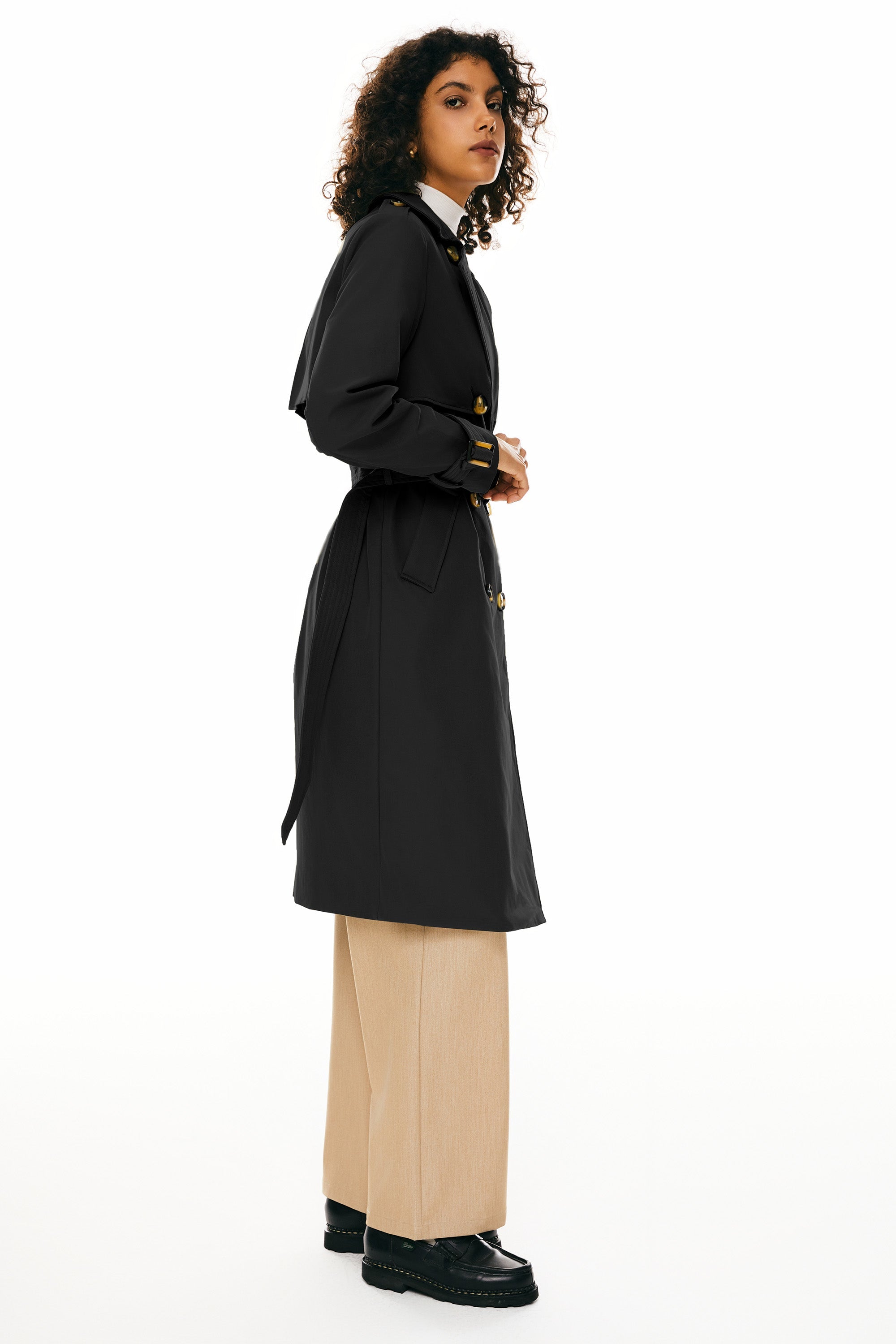 Hudson Belted Trench Coat Frosted Almond – Trench Coats | FormaLuxe