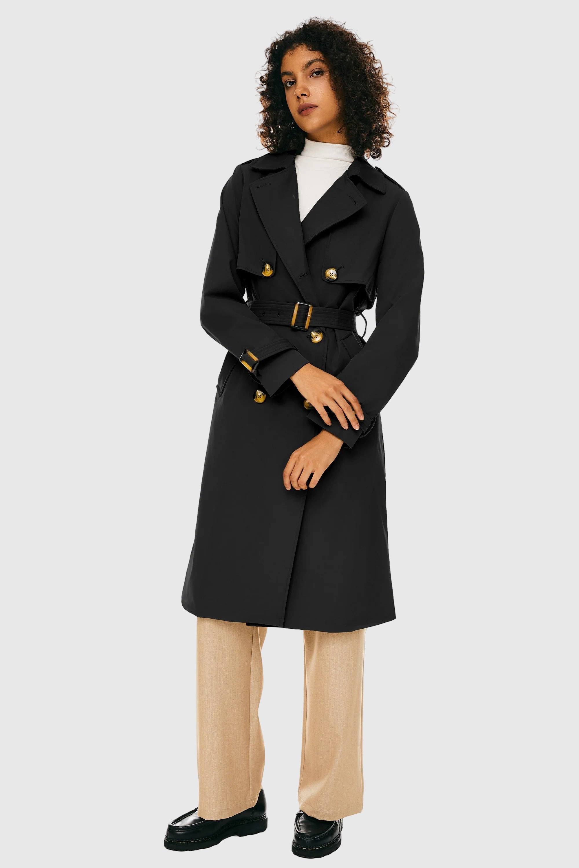 Hudson Belted Trench Coat Frosted Almond – Trench Coats | FormaLuxe