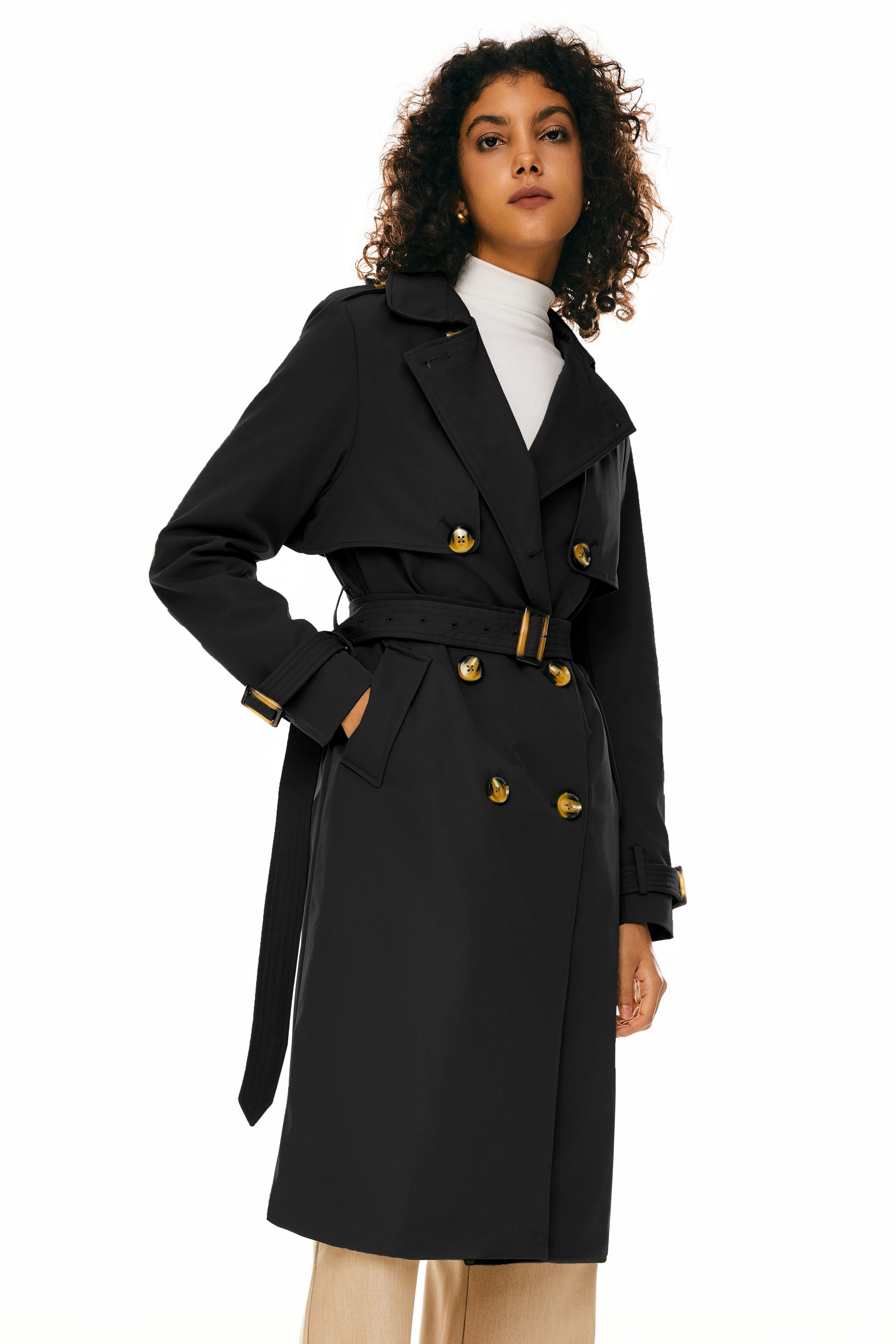 Hudson Belted Trench Coat Frosted Almond – Trench Coats | FormaLuxe