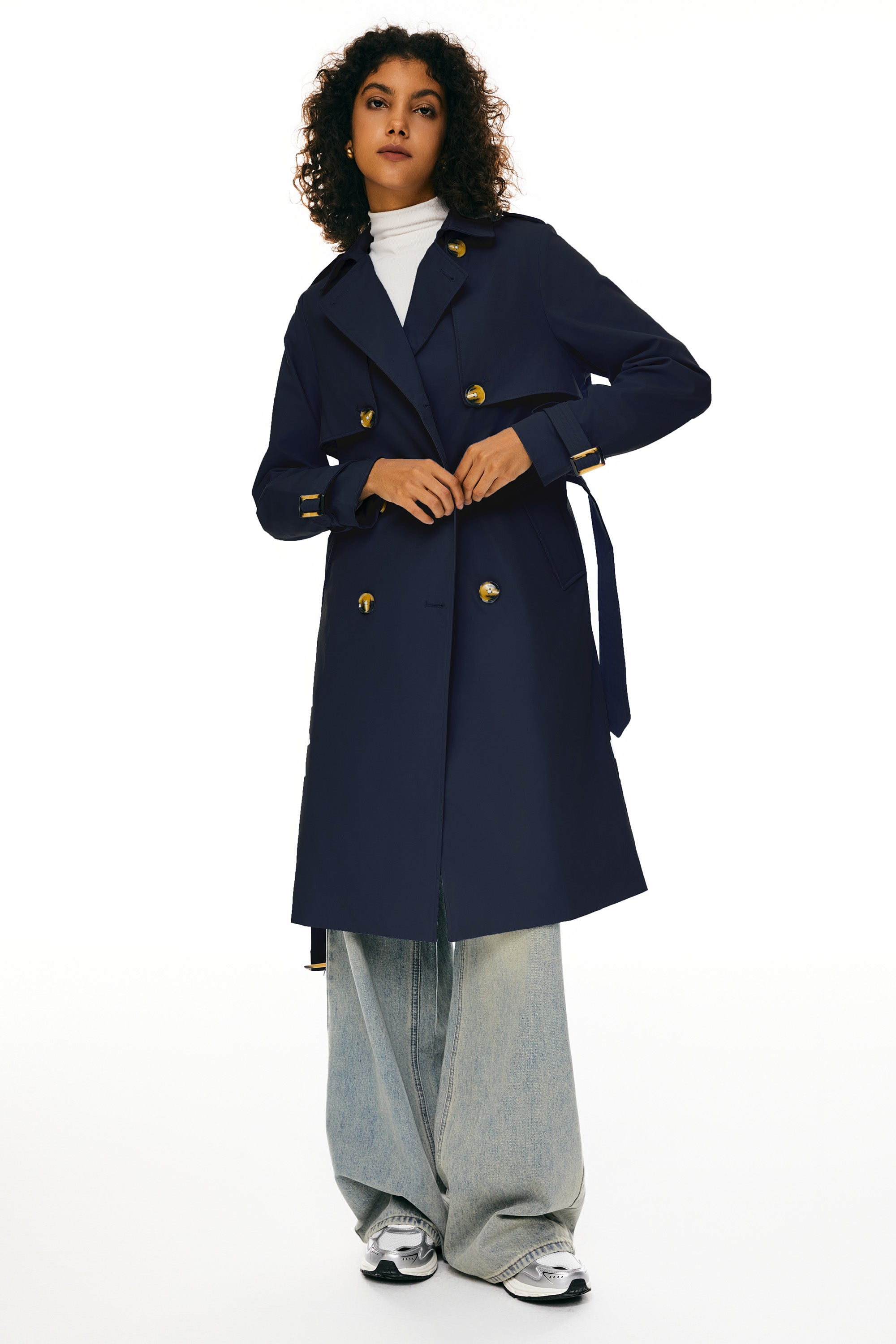 Hudson Belted Trench Coat Frosted Almond – Trench Coats | FormaLuxe