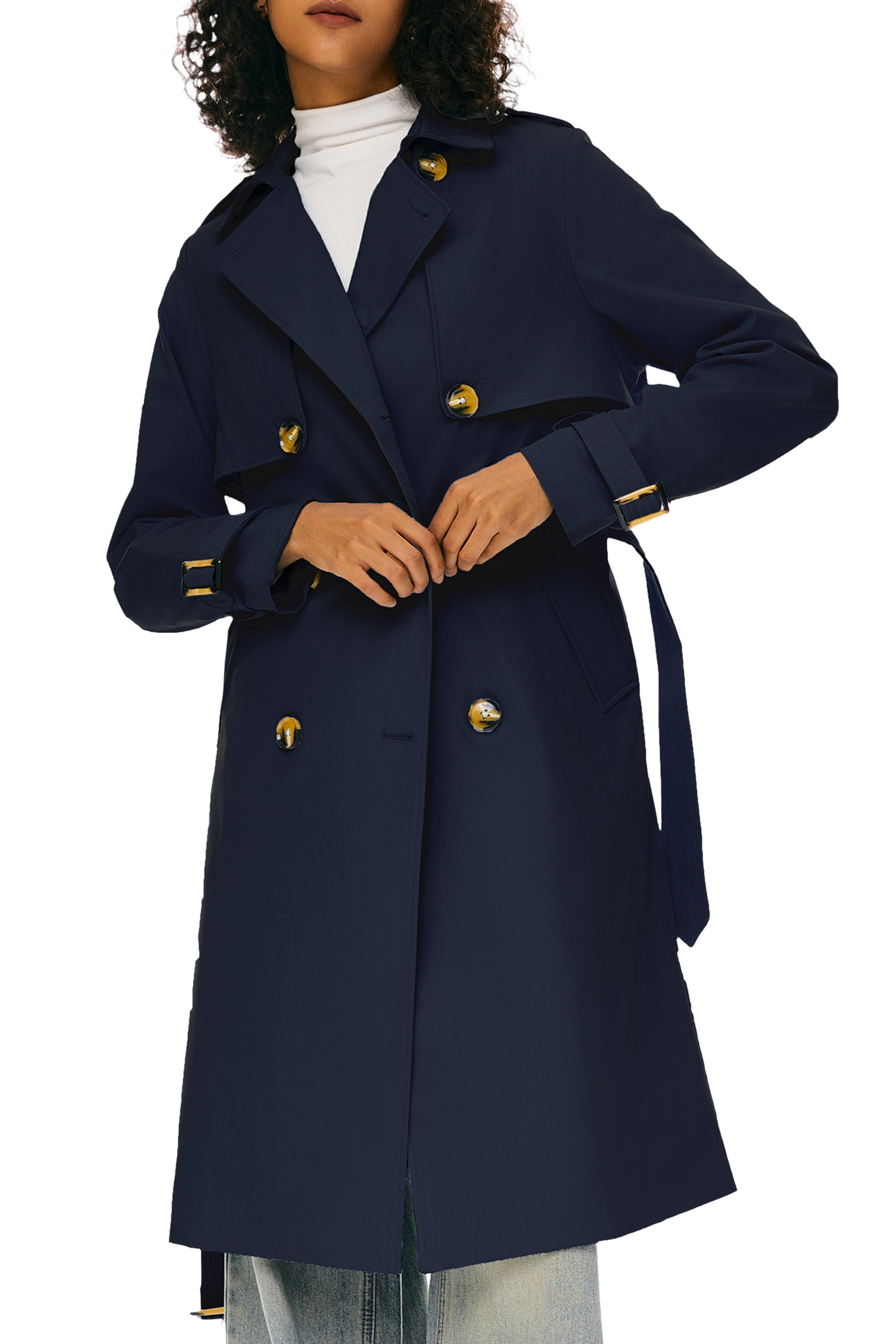 Hudson Belted Trench Coat Frosted Almond – Trench Coats | FormaLuxe