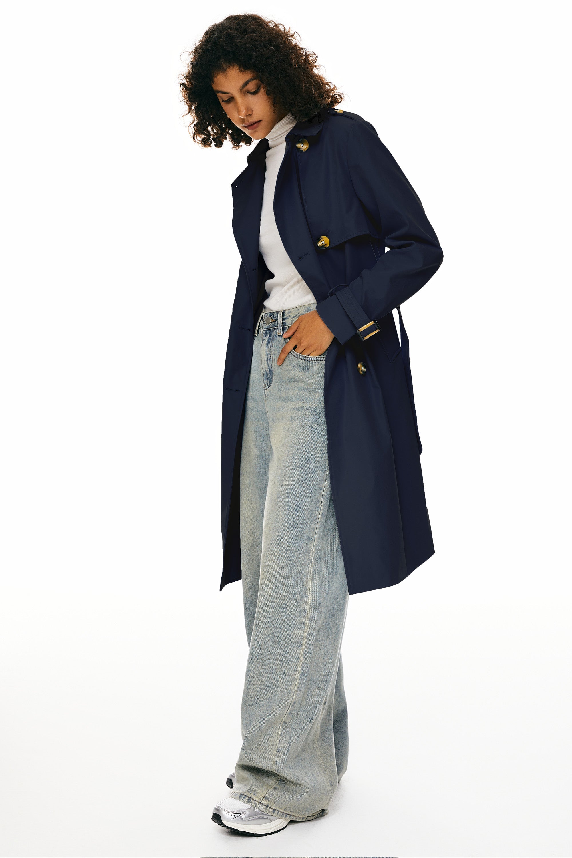 Hudson Belted Trench Coat Frosted Almond – Trench Coats | FormaLuxe