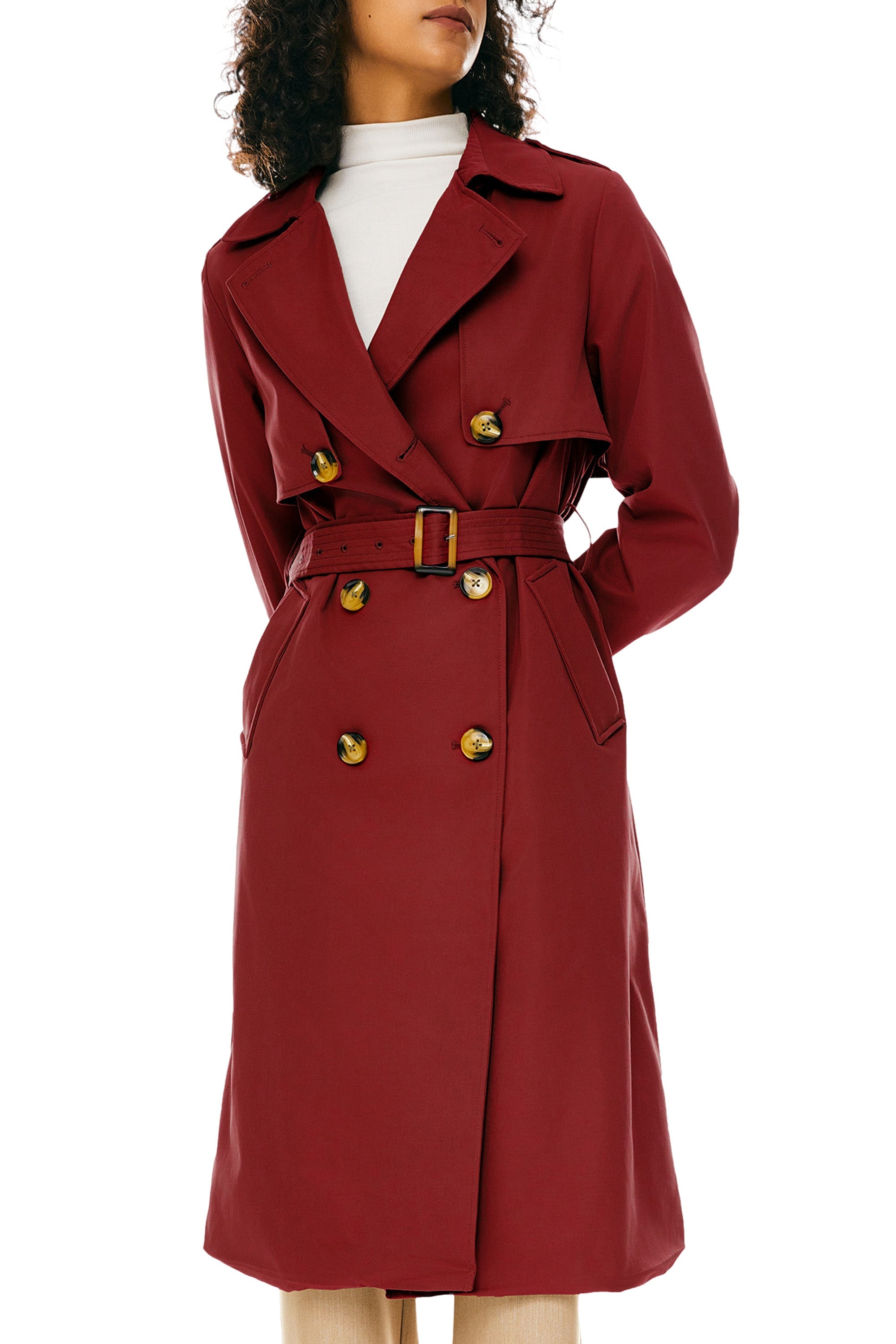 Hudson Belted Trench Coat Frosted Almond – Trench Coats | FormaLuxe