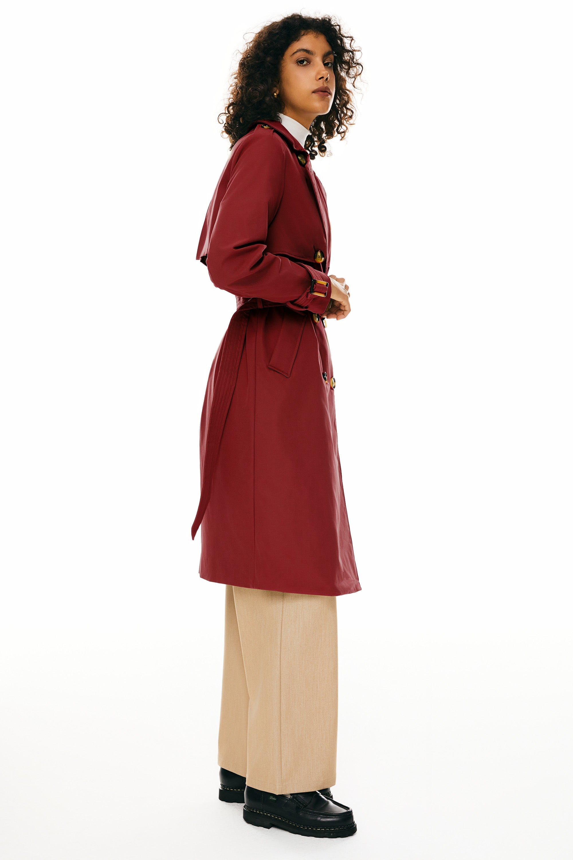 Hudson Belted Trench Coat Frosted Almond – Trench Coats | FormaLuxe