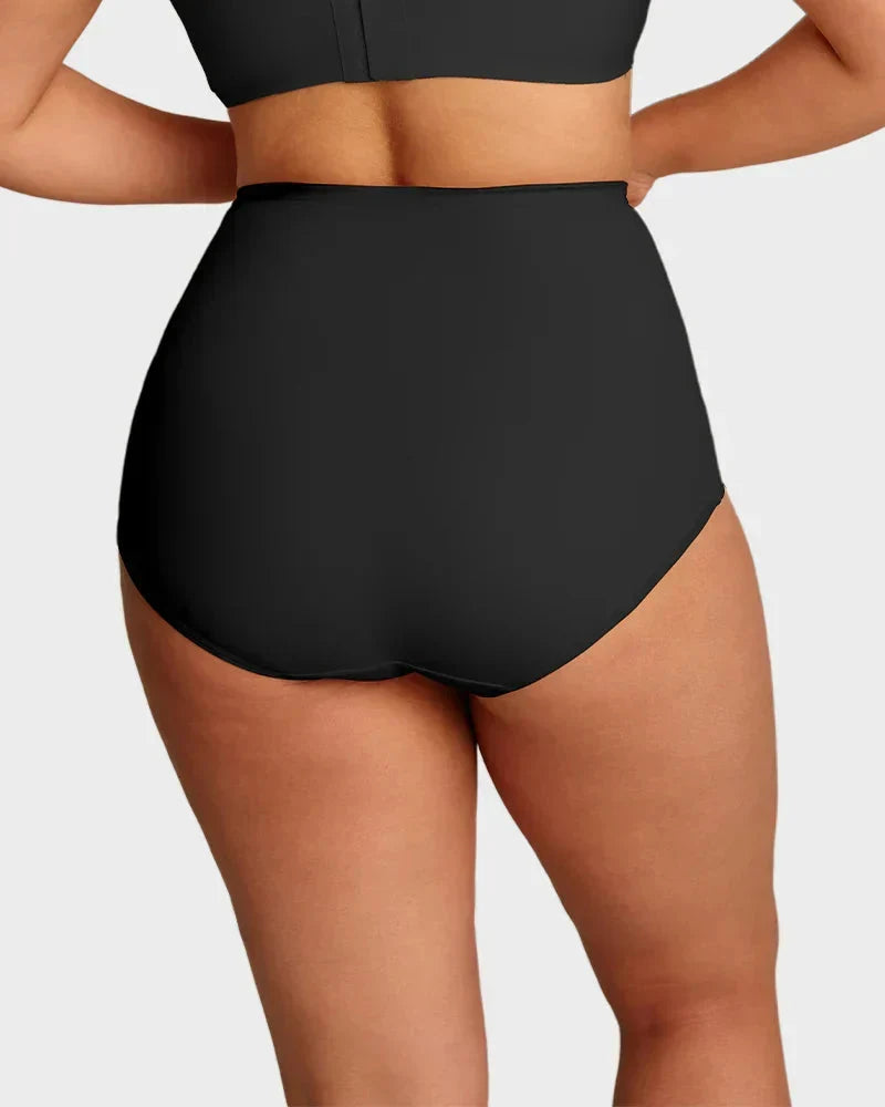 Bauchweg-Slip Damen Ida in Schwarz – bedeckende Rückansicht | FormaLuxe
