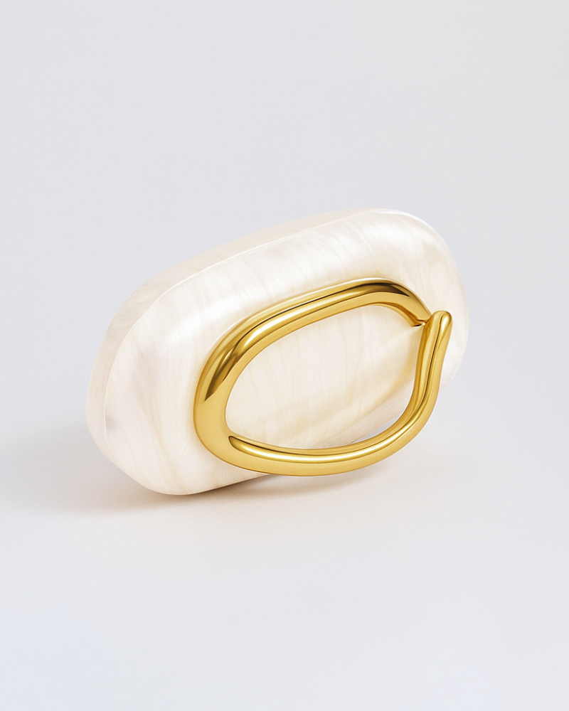 Sculptural Pearl Clutch White | FormaLuxe