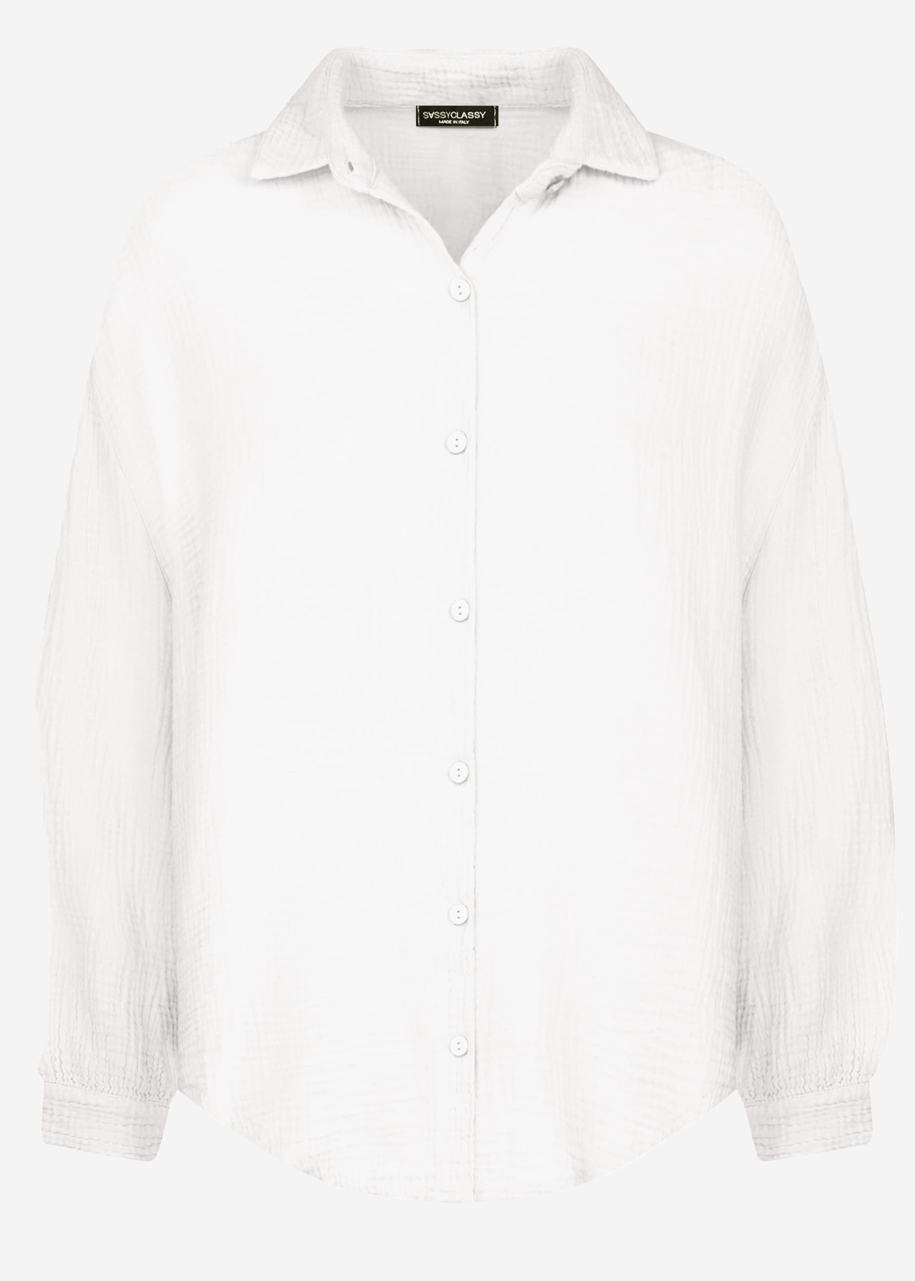 Musselin Bluse oversize, kurz, weiß – Bekleidung > Blusen > Musselin > Oversize | FormaLuxe