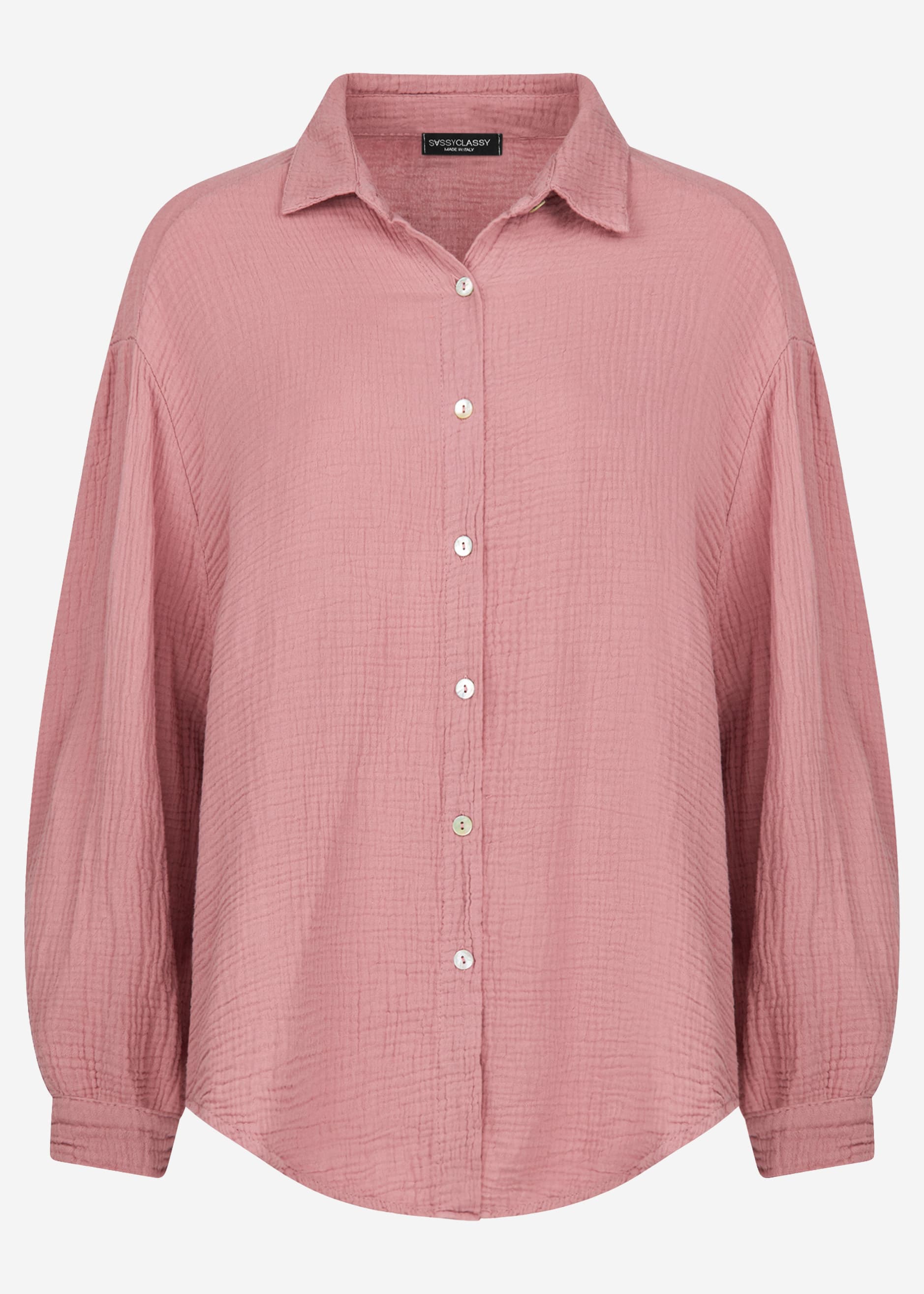 Musselin Bluse oversize, kurz, altrosa – Bekleidung > Blusen > Musselin > Oversize | FormaLuxe