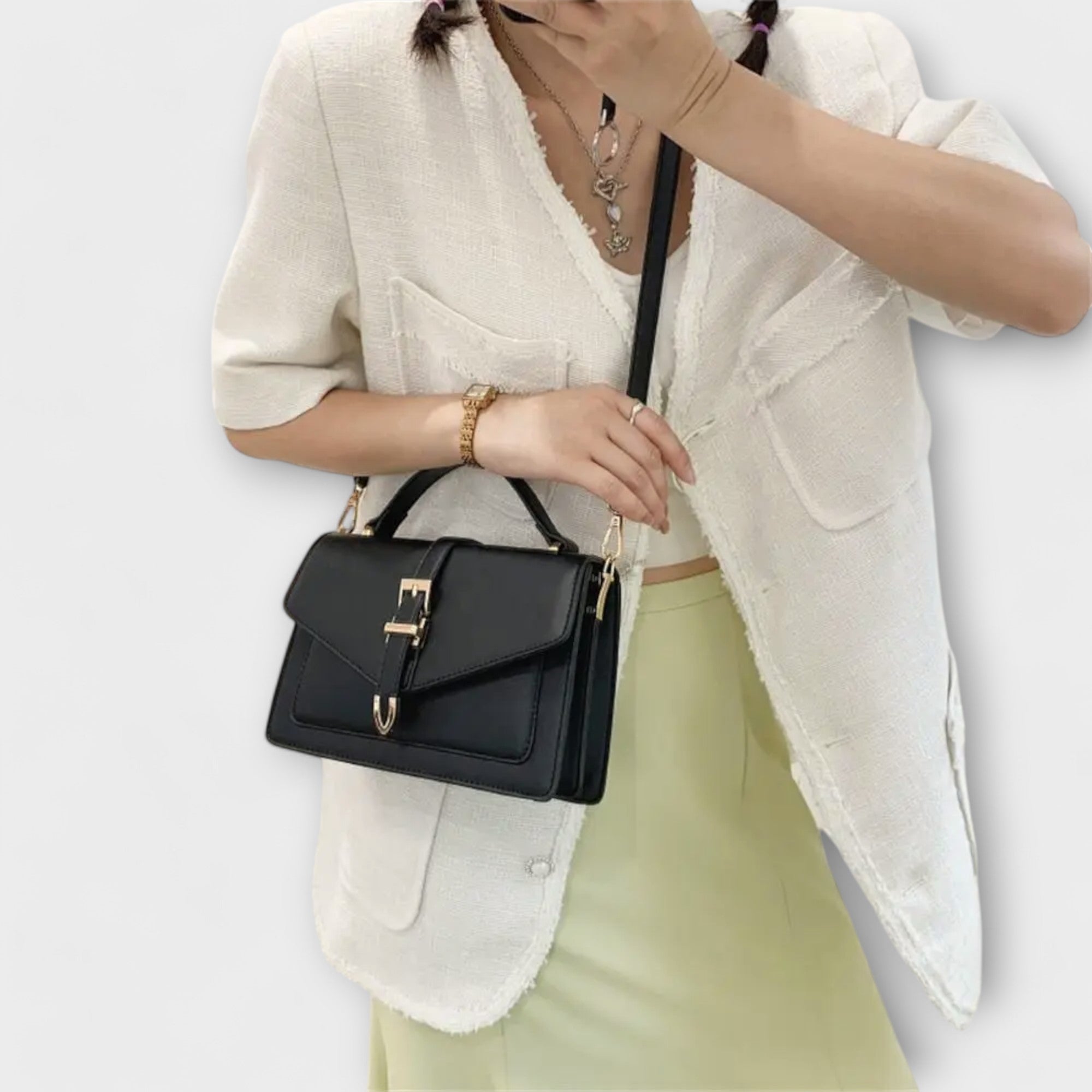 Luniva – Klassische Schultertasche Schwarz | FormaLuxe