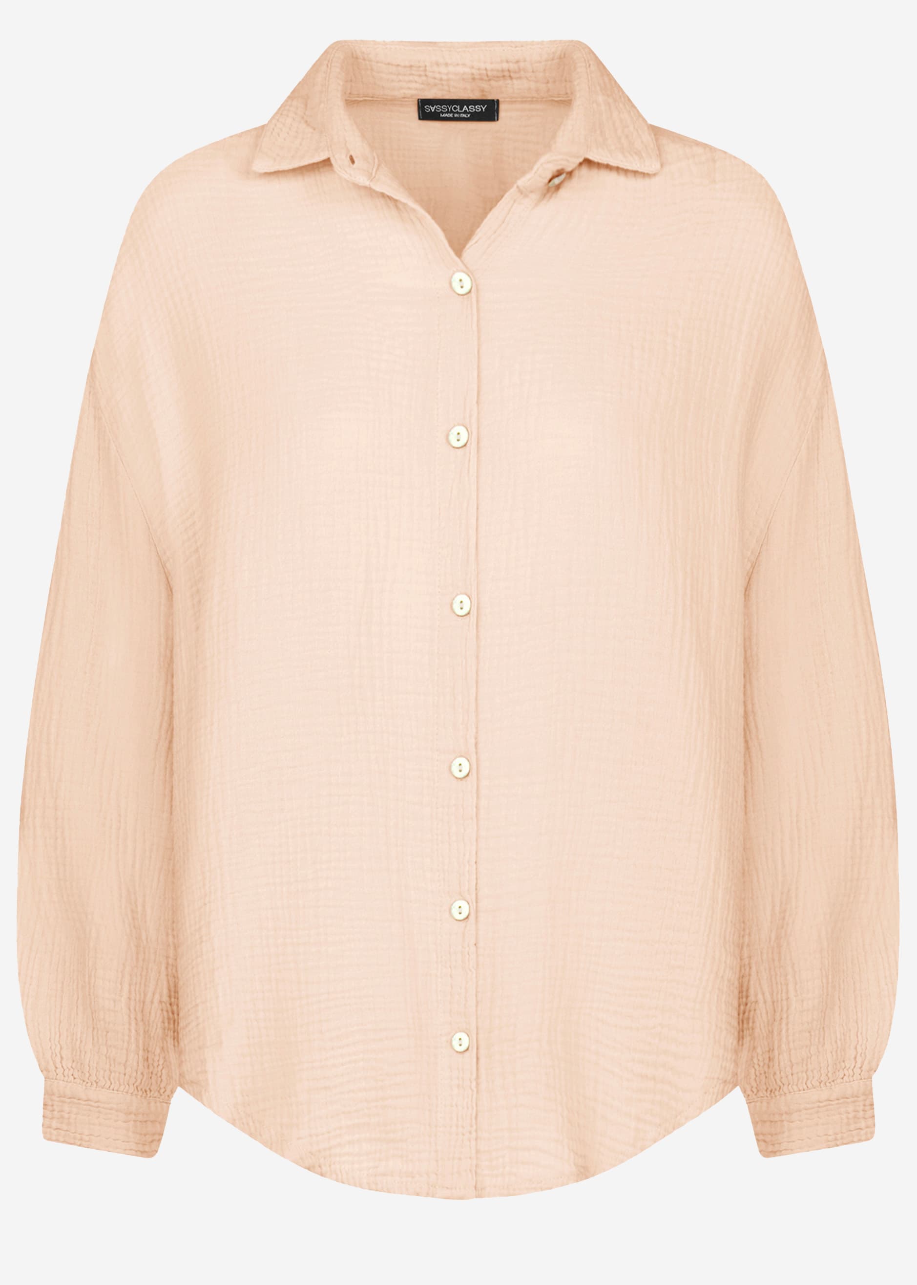 Musselin Bluse oversize, kurz, beige – Bekleidung > Blusen > Musselin > Oversize | FormaLuxe