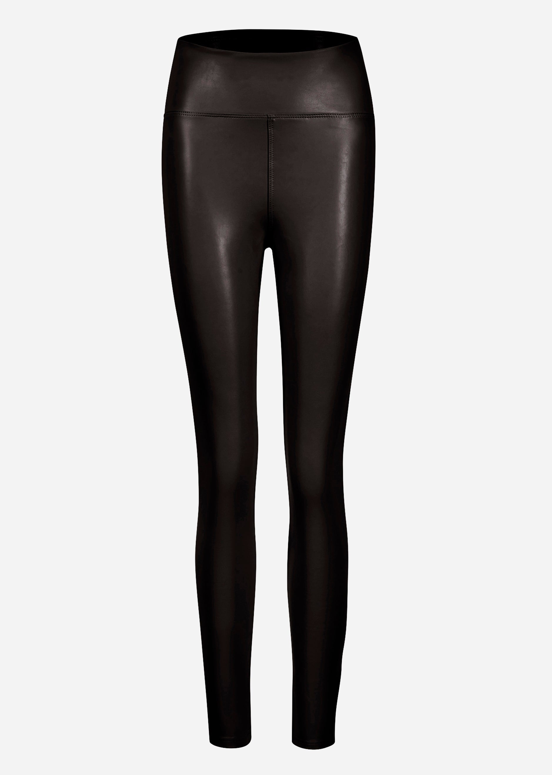High-Rise Thermo Lederleggings mit breitem Bund - schwarz – Bekleidung > Leggings > Thermo | FormaLuxe