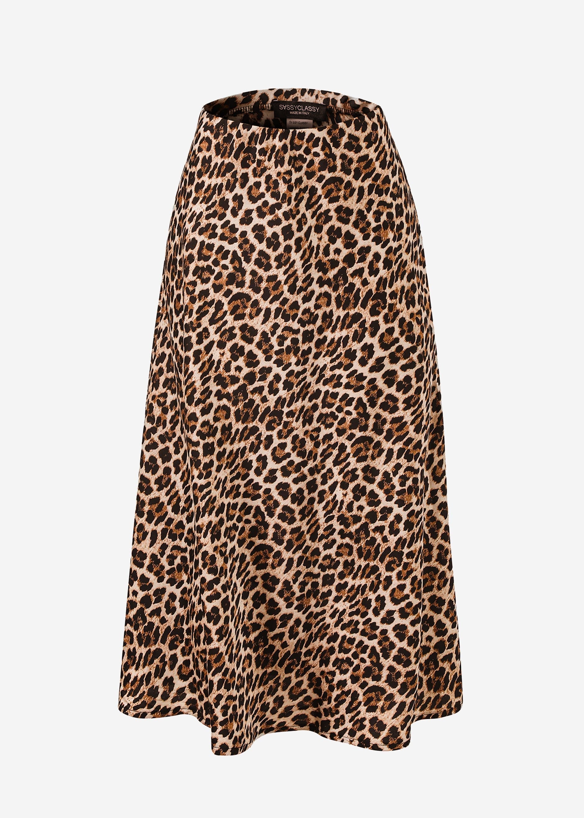 Satin Rock mit Leo-Print, braun – Bekleidung > Röcke | FormaLuxe
