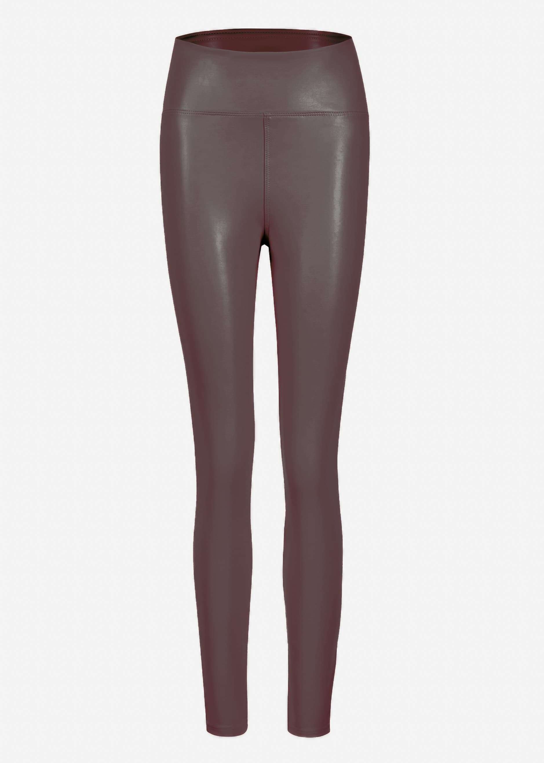 High-Rise Thermo Lederleggings mit breitem Bund - dunkelbraun – Bekleidung > Leggings > Thermo | FormaLuxe