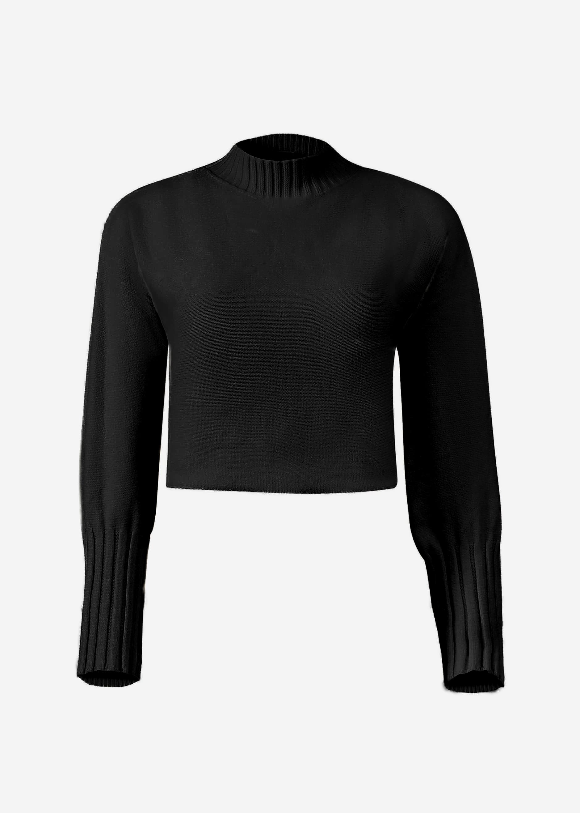 Lässiger Crop Pullover - schwarz – Bekleidung > Pullover | FormaLuxe
