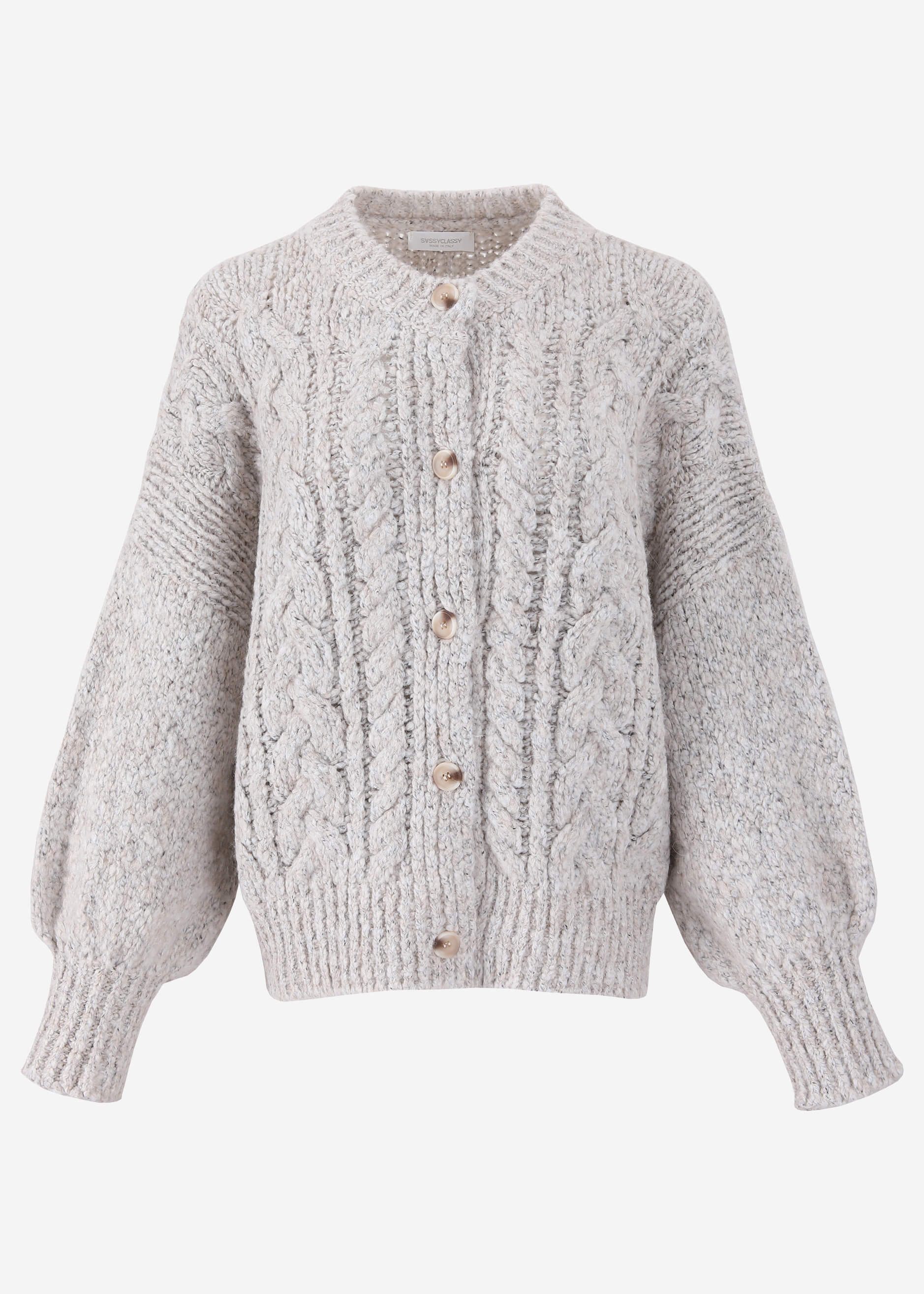 Super flauschige Strickjacke mit Zopfmuster - hellgrau – Bekleidung > Cardigans | FormaLuxe