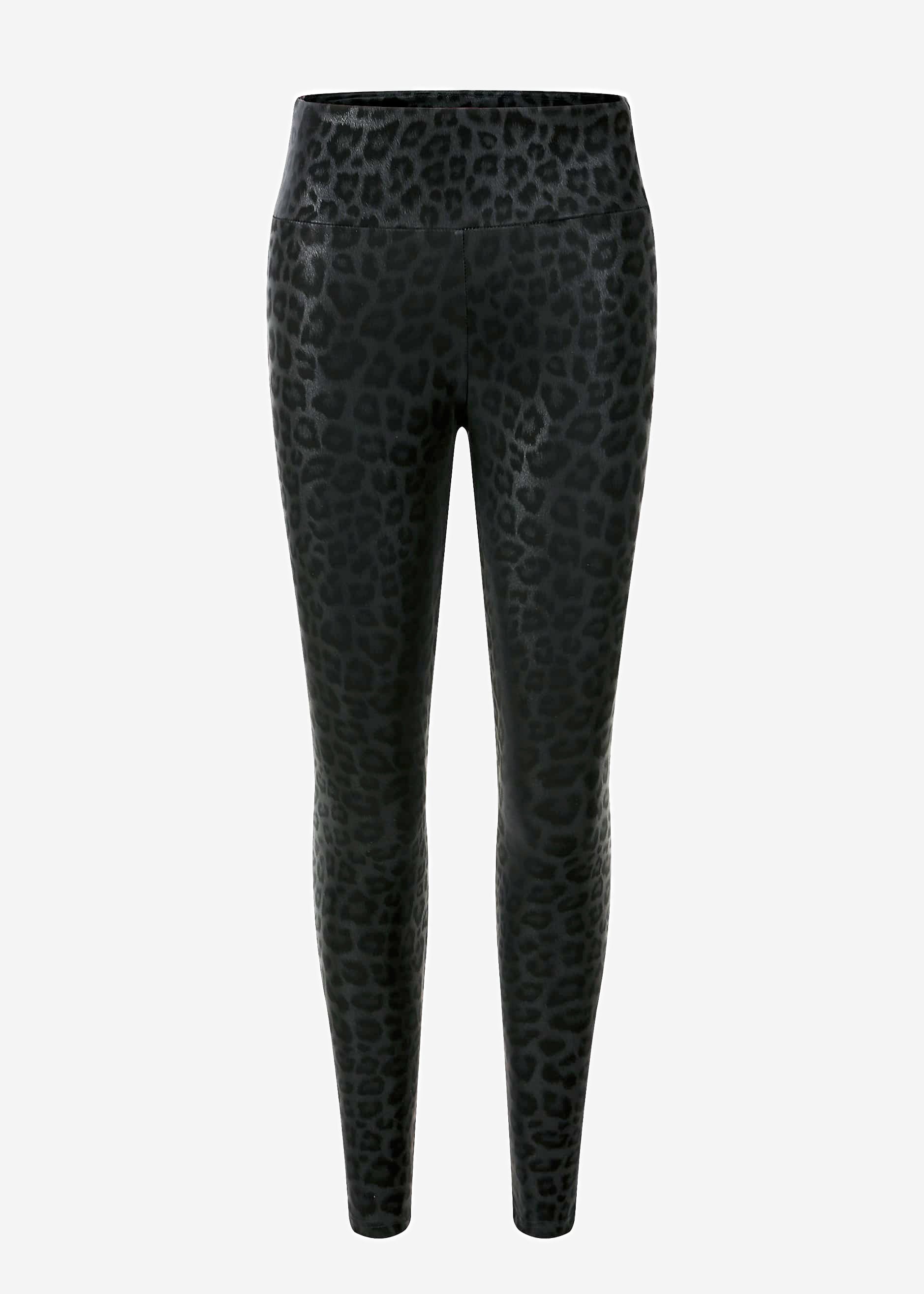 Thermo Kunstleder Leggings mit Leo Print - schwarz – Bekleidung > Leggings > Thermo | FormaLuxe