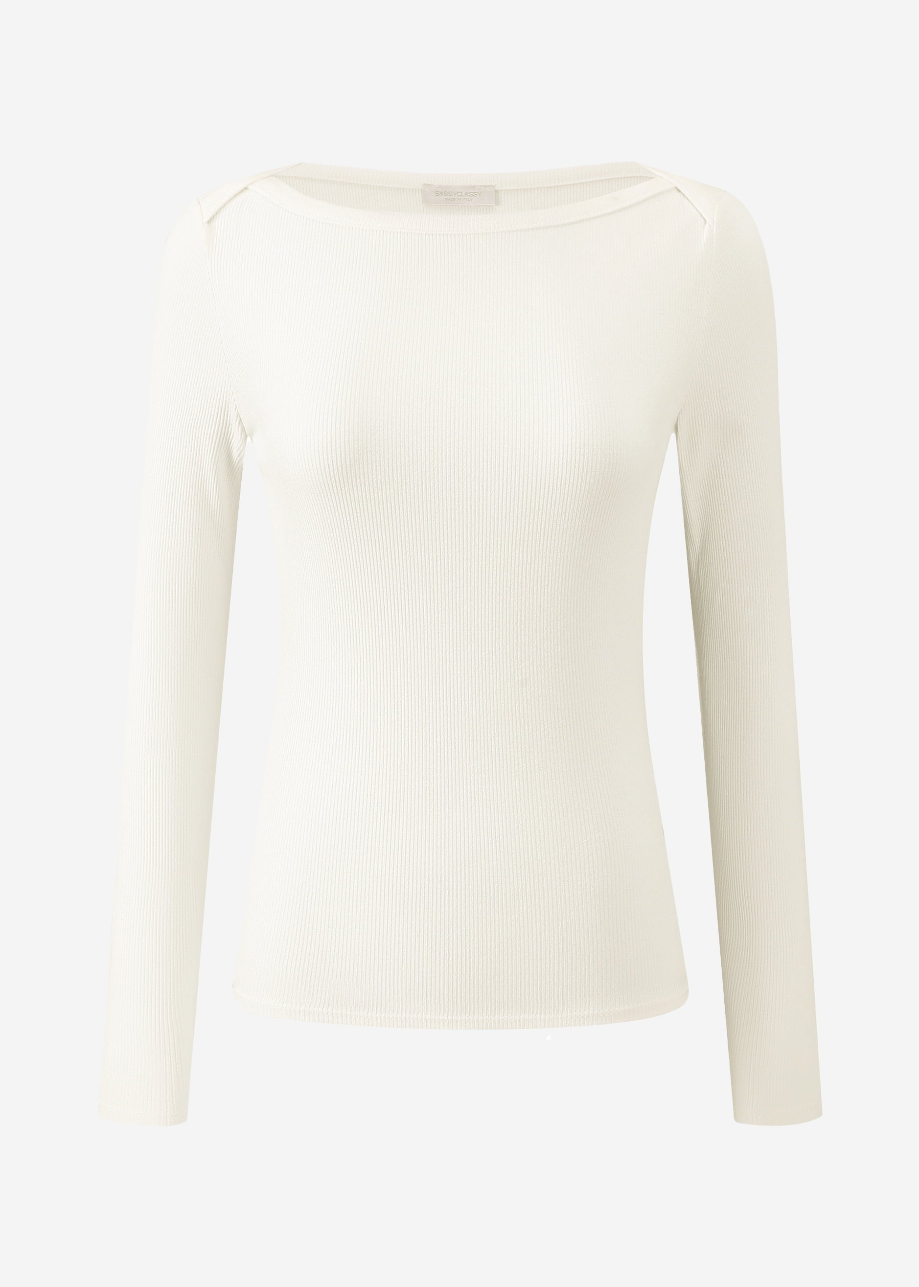 Langarmshirt mit U-Boot Ausschnitt - offwhite – Bekleidung > Langarmshirts | FormaLuxe