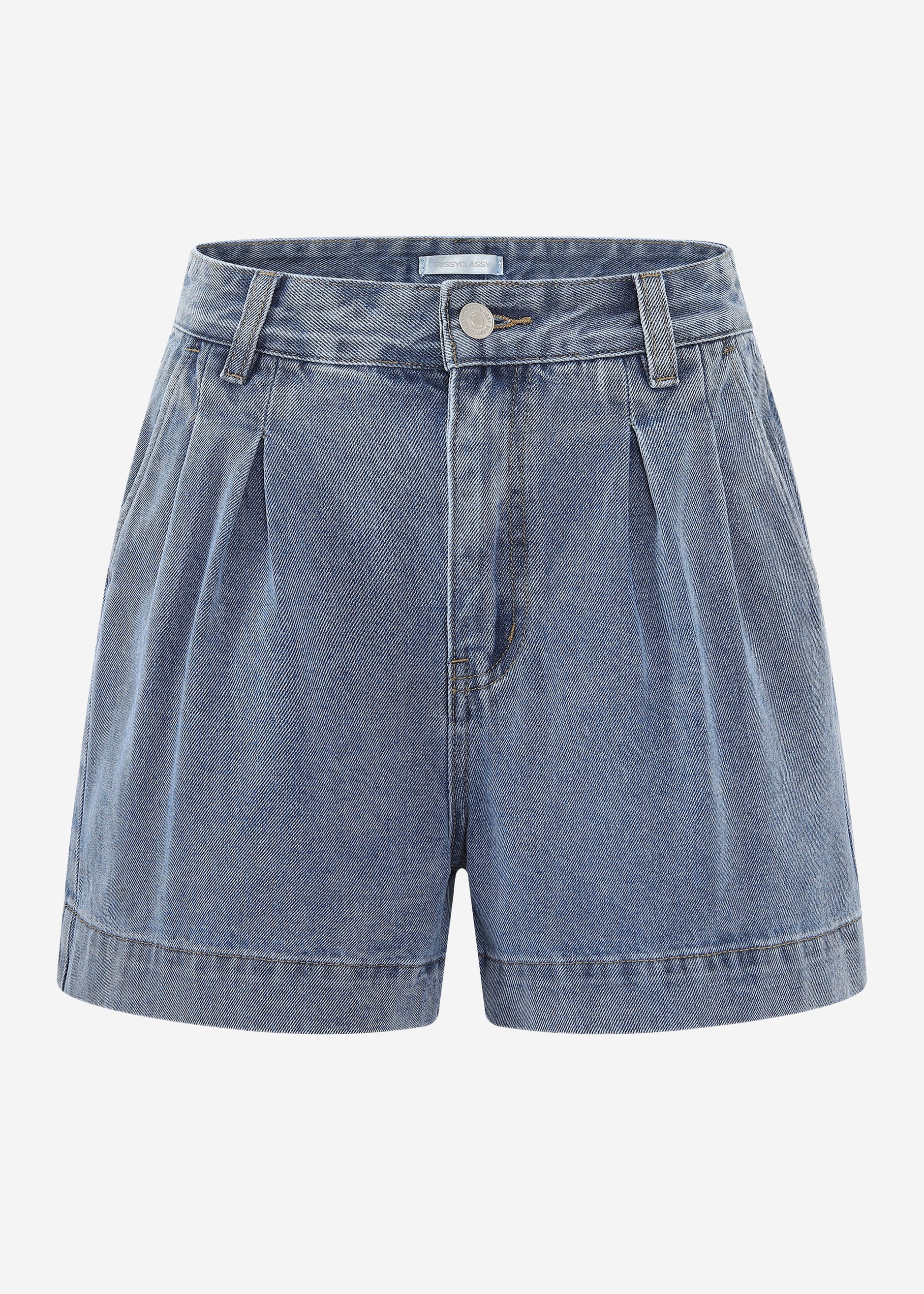 Weite High Waist Jeans Shorts - hellblau – Bekleidung > Shorts | FormaLuxe