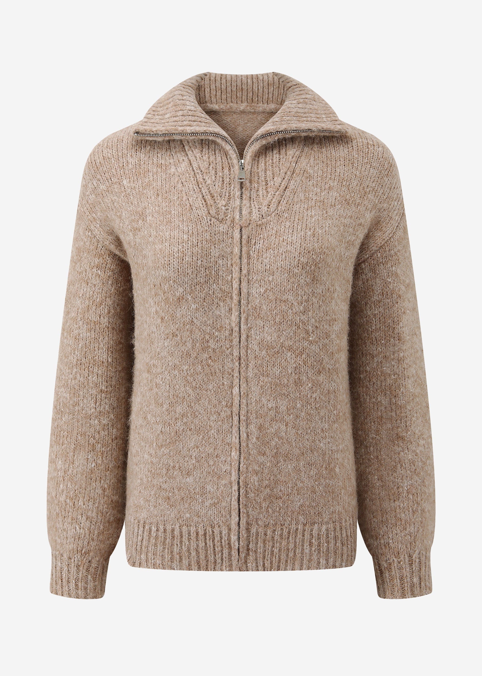 Cardigan mit Reißverschluss - taupe – Bekleidung > Cardigans | FormaLuxe
