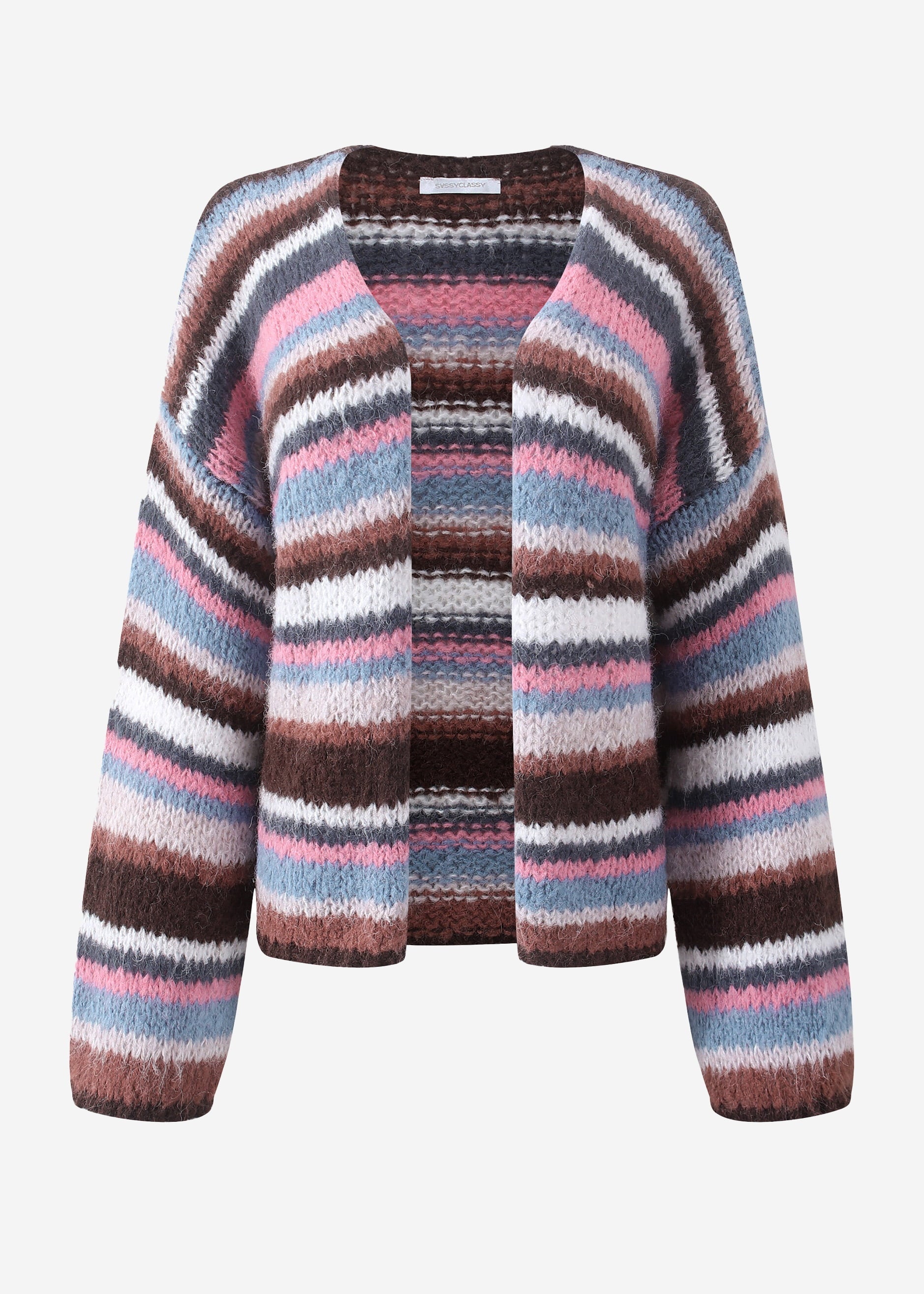 Gestreifter, mehrfarbiger Cardigan - braun – Bekleidung > Cardigans | FormaLuxe