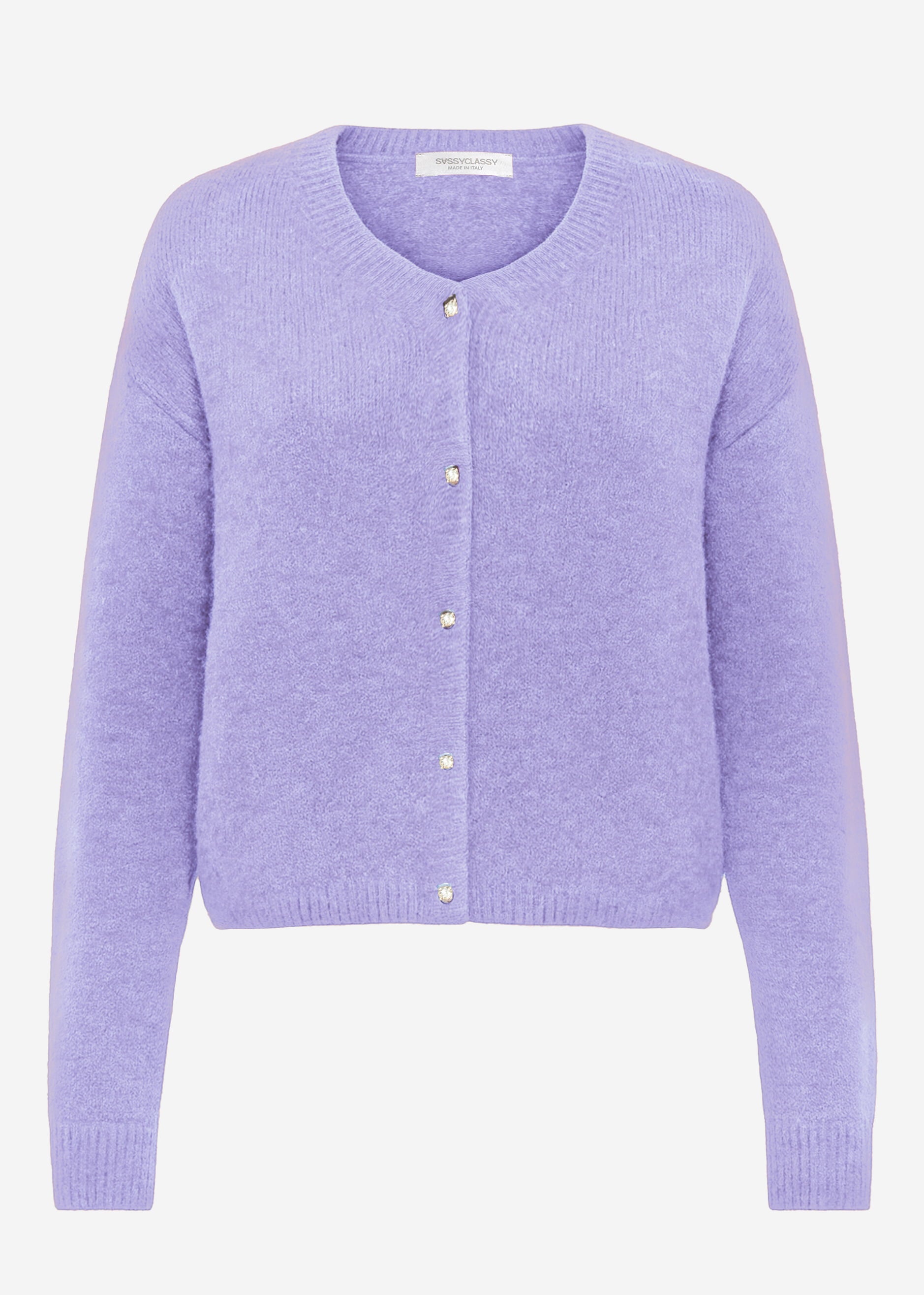 Weicher Strickcardigan mit Zierknöpfen - flieder – Bekleidung > Cardigans | FormaLuxe