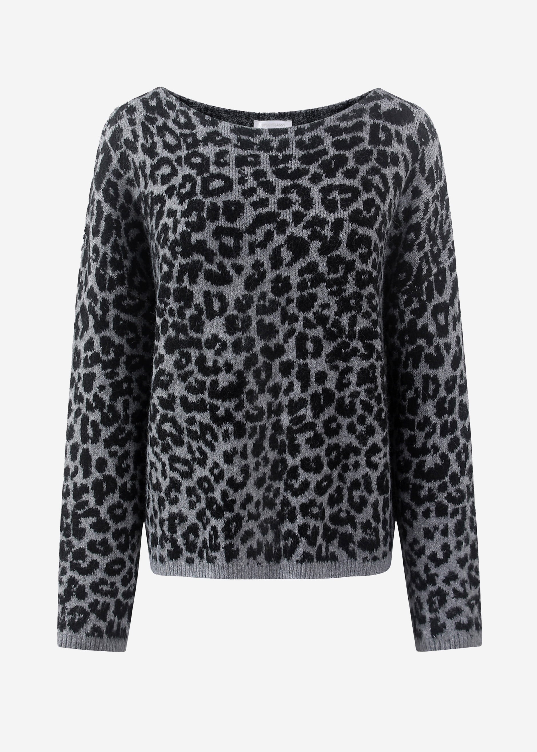 Pullover mit Leo-Muster - hellgrau – Bekleidung > Pullover | FormaLuxe